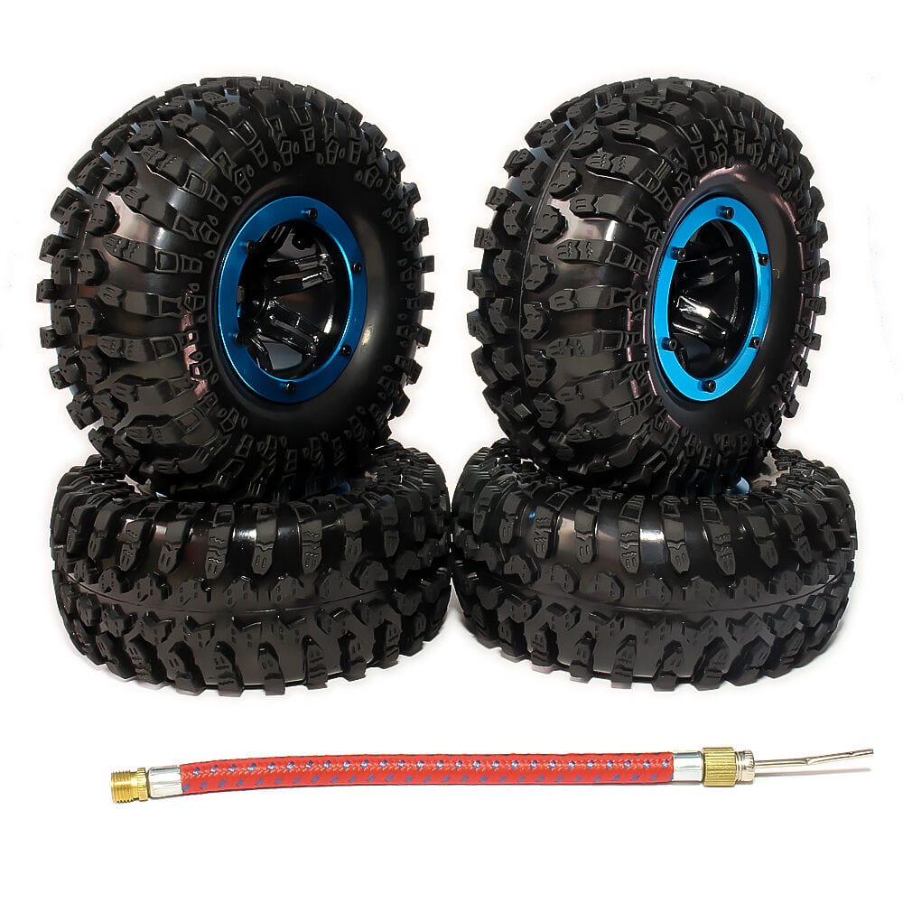 RCAWD RC CRAWLER UPGRADE PARTS Blue RCAWD 4pcs RC 2.2 Mud Soft Sticky Crawler Tire 124mm & 2.2 Beadlock Wheel Rim