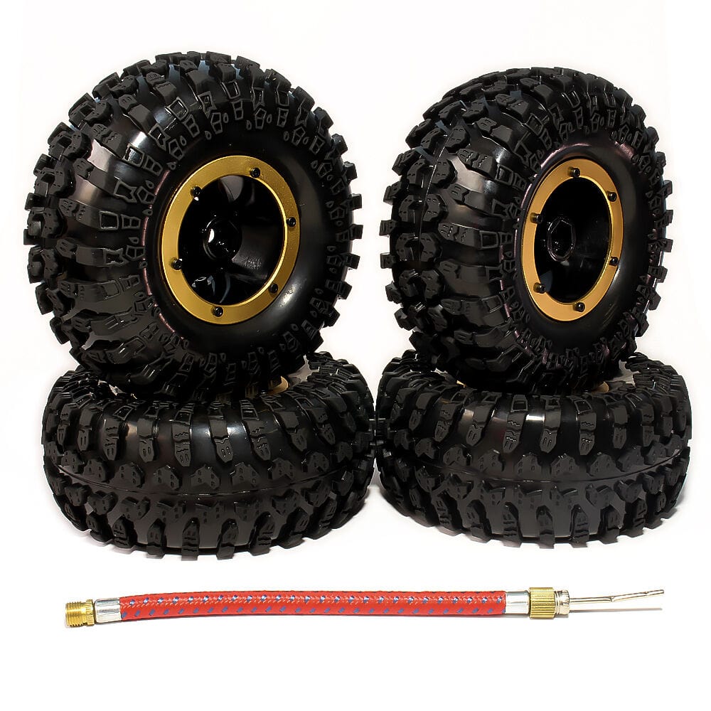 RCAWD RC CRAWLER UPGRADE PARTS Gold RCAWD 4pcs RC 2.2 Mud Soft Sticky Crawler Tire 124mm & 2.2 Beadlock Wheel Rim