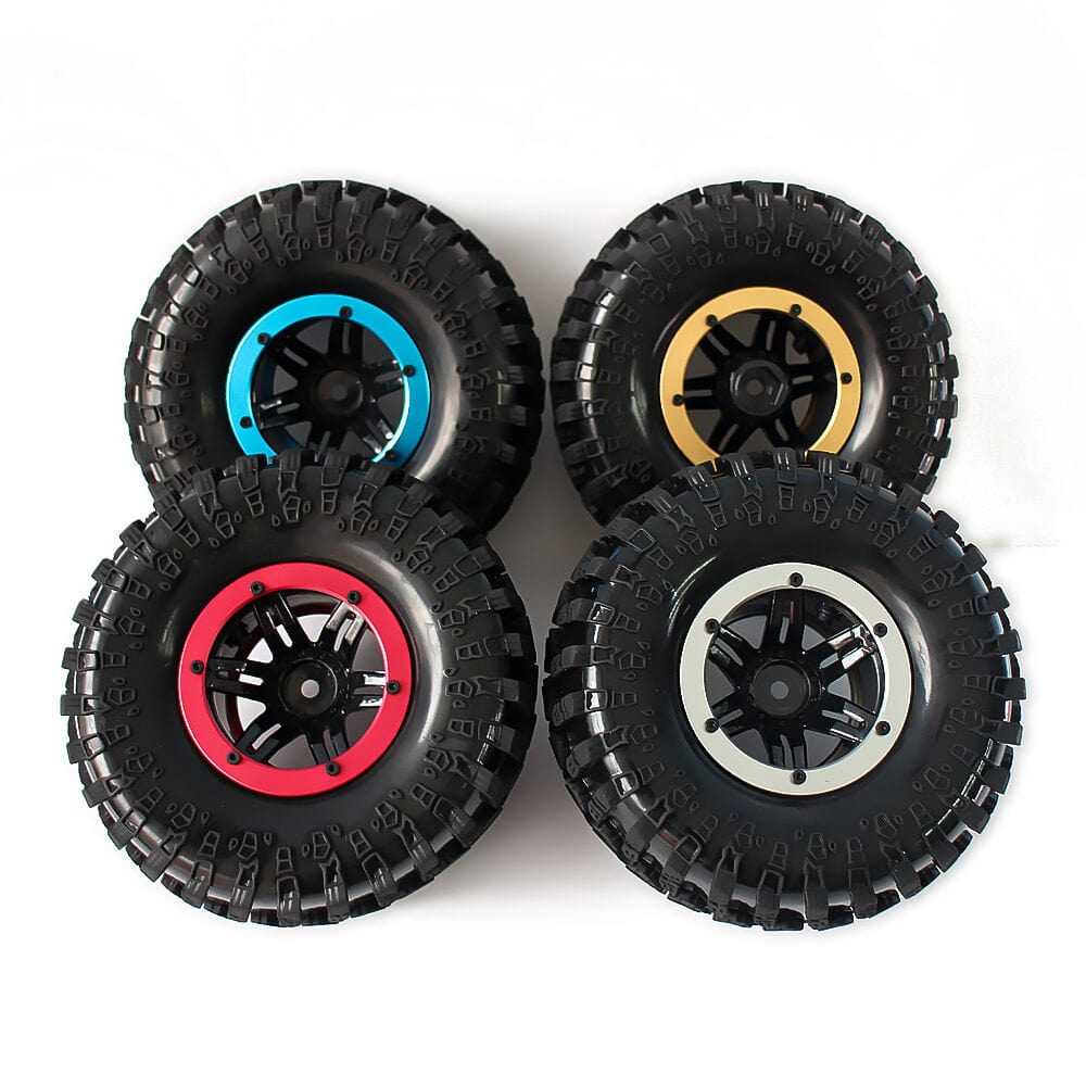 RCAWD 4pcs RC 2.2 Mud Soft Sticky Crawler Tire 124mm & 2.2 Beadlock ...