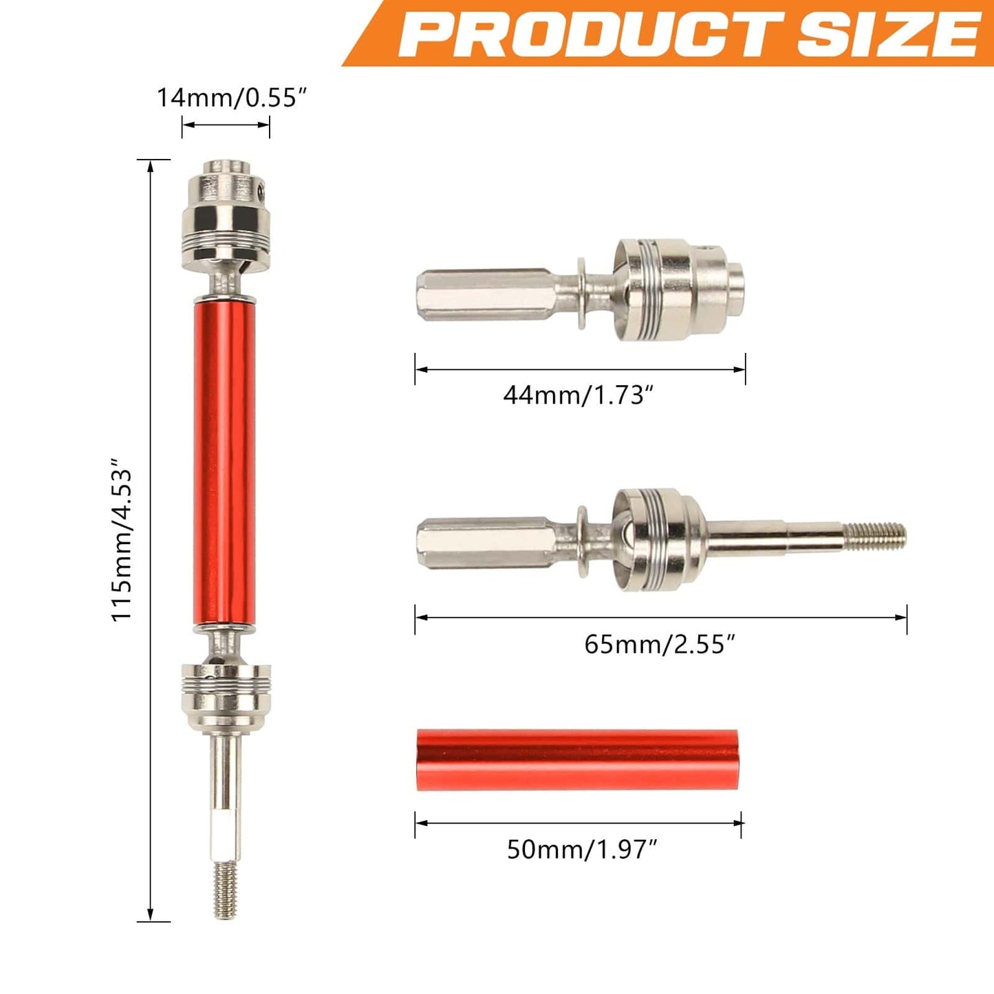 RCAWD RC CVD Drive Shafts Set with 12mm Hex for 1/10 Slash 4X4 Upgrades - RCAWD