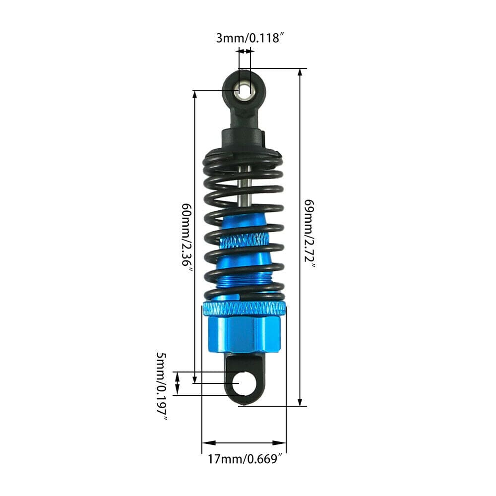 RCAWD RC Shocks For 1/10 Redcat Racing Lightning STK EP Drift EPX PRO 4pcs Blue - RCAWD