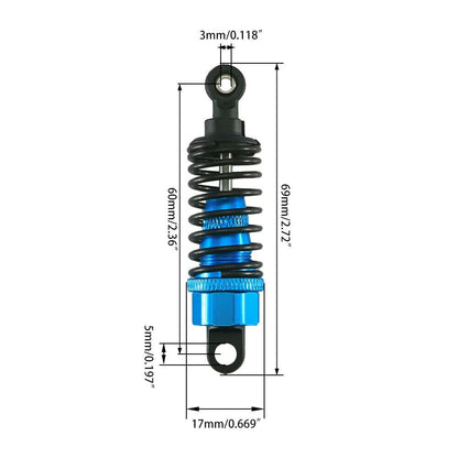 RCAWD RC Shocks For 1/10 Redcat Racing Lightning STK EP Drift EPX PRO 4pcs Blue - RCAWD