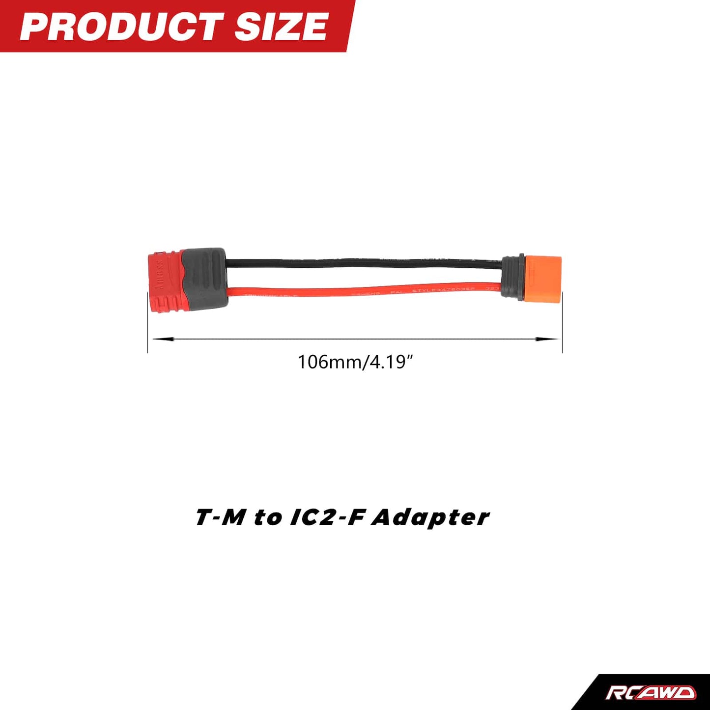 RCAWD RCAWD Battery Adapter Cable IC2 Male to T-Plug Female Set