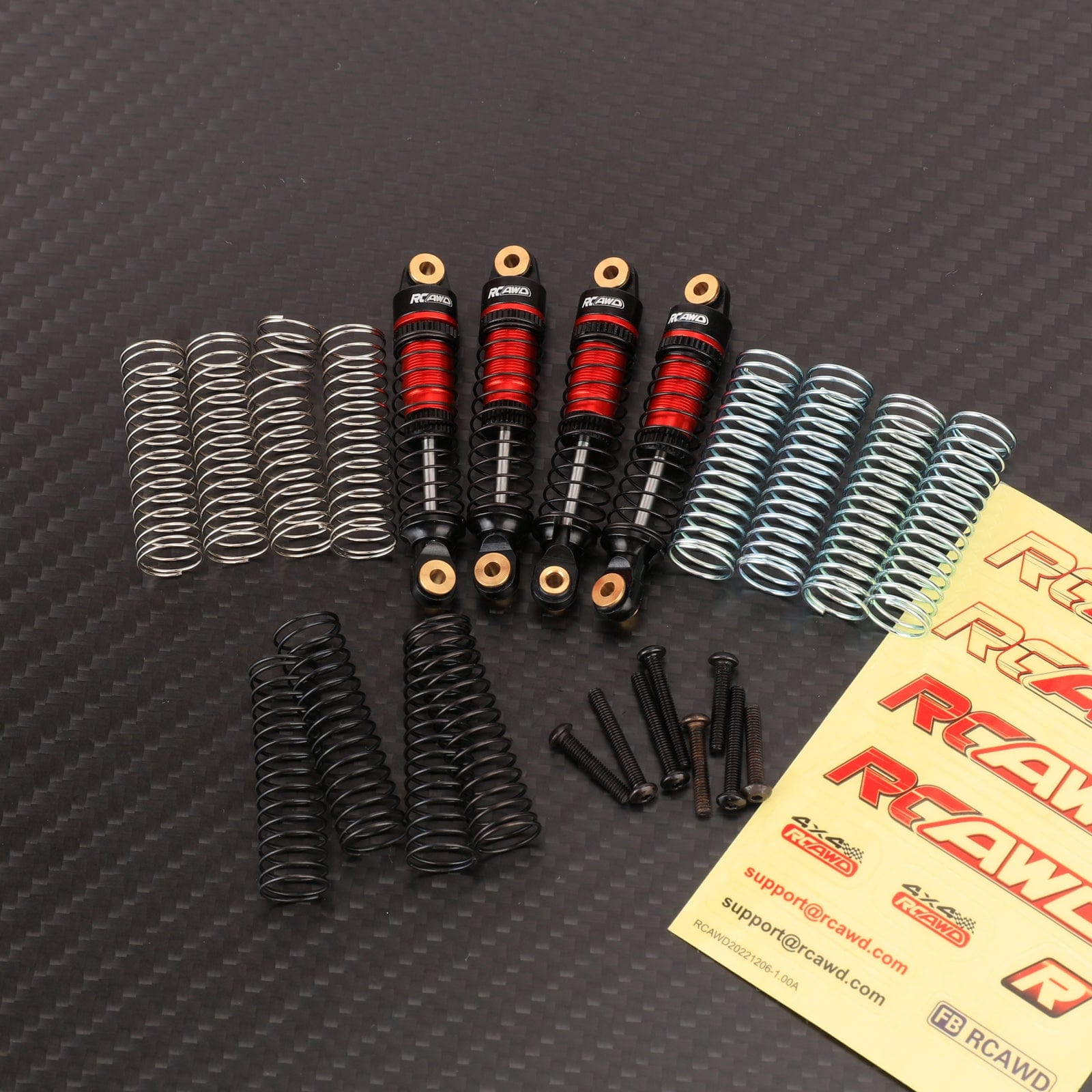 RCAWD Redcat 1/18 Ascent-18 53MM / Black Red RCAWD Redcat Ascent 18 Oil Filled Front Rear Shocks Absorber Damper Set
