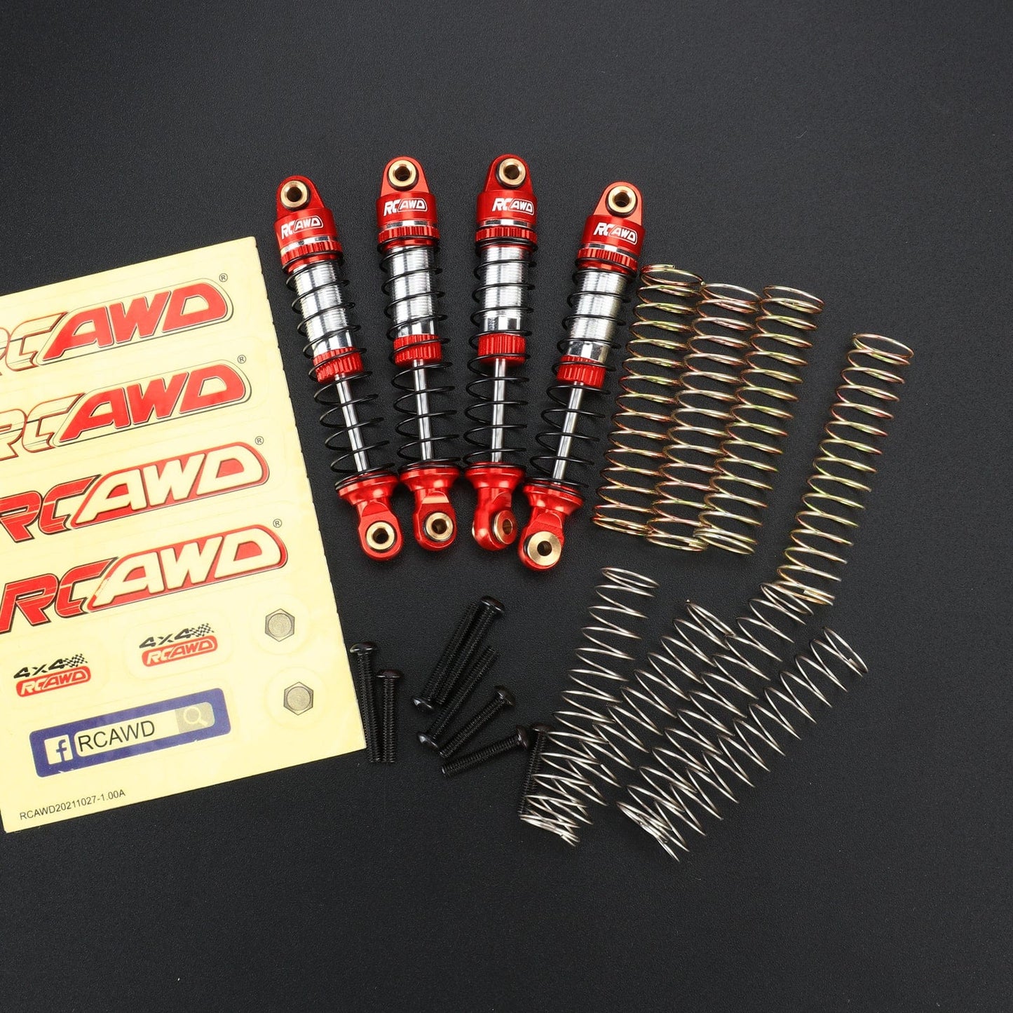 RCAWD Redcat 1/18 Ascent-18 59MM / Red RCAWD Redcat Ascent 18 Oil Filled Front Rear Shocks Absorber Damper Set