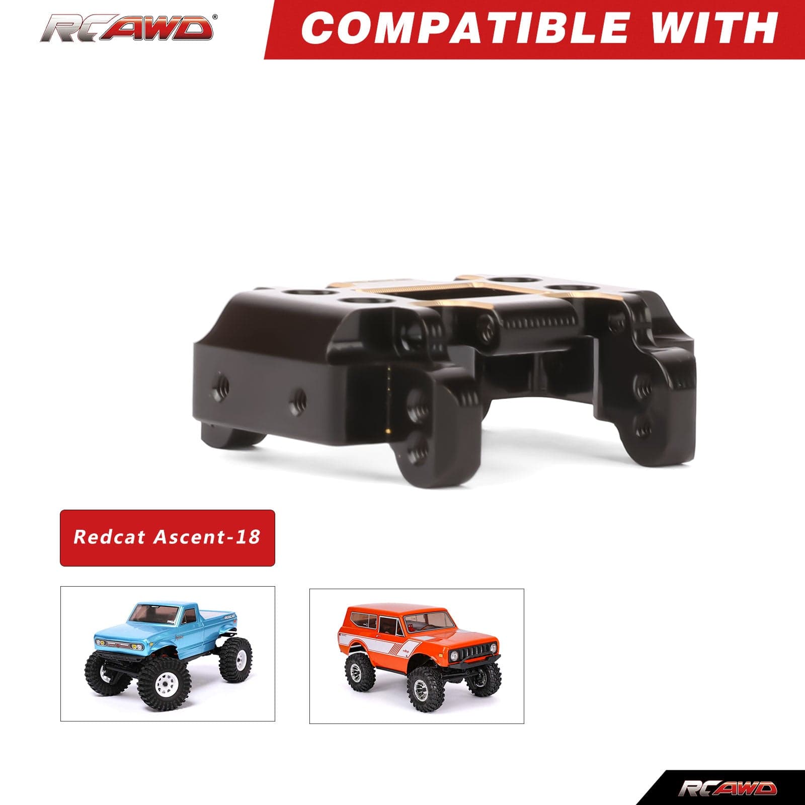 RCAWD Redcat 1/18 Ascent-18 Gearbox Transmission Mount RCAWD Redcat Ascent 18 Brass Center Skid Plate