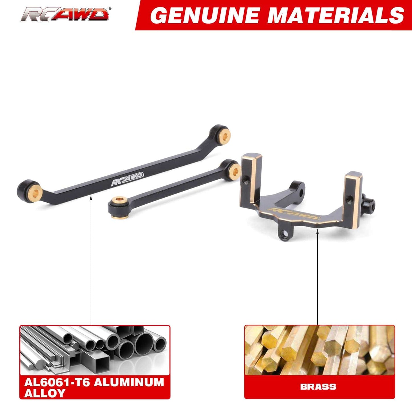 RCAWD Redcat 1/18 Ascent-18 RCAWD Redcat Ascent 18 Brass Servo Mount Set with Steering Linkages