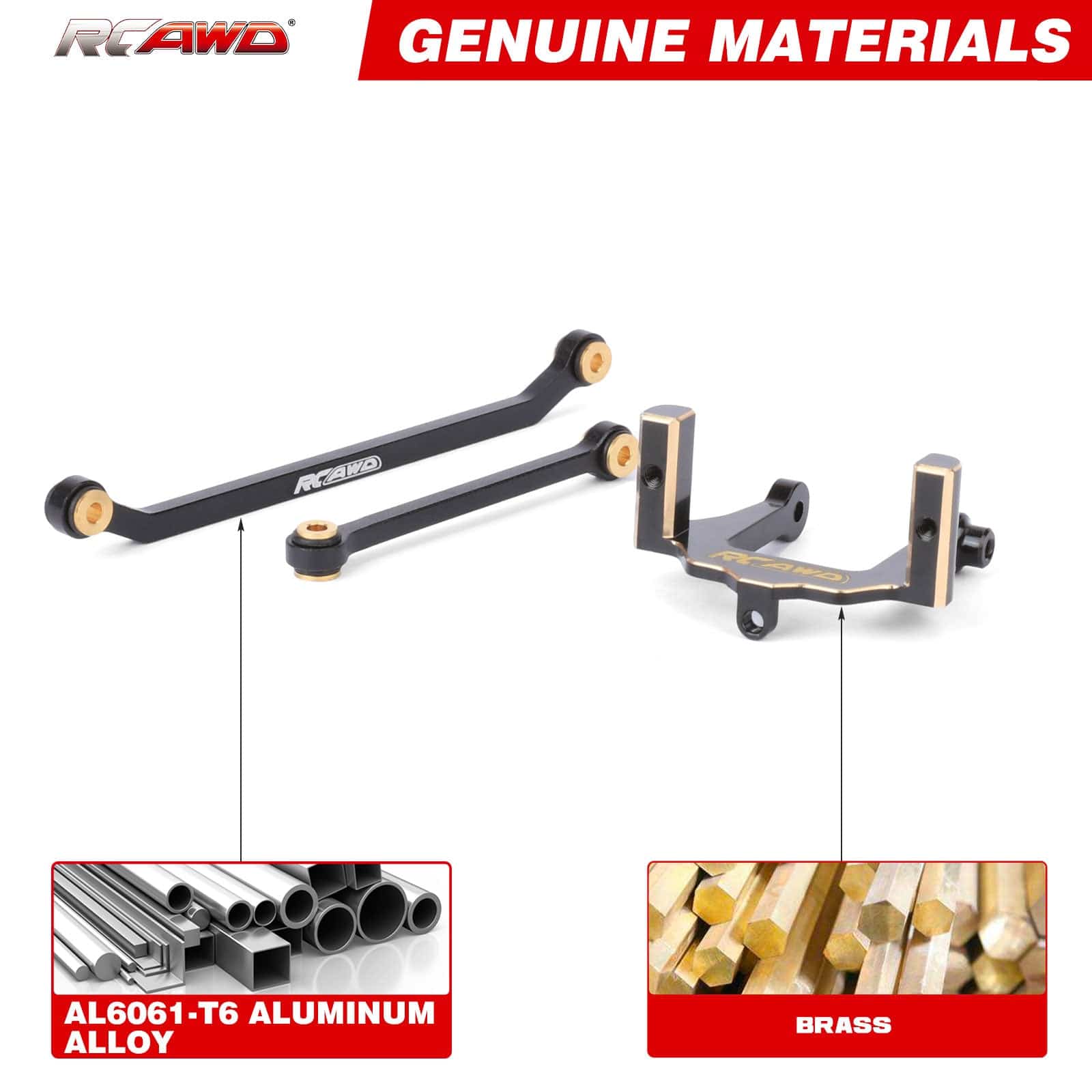 RCAWD Redcat 1/18 Ascent-18 RCAWD Redcat Ascent 18 Brass Servo Mount Set with Steering Linkages