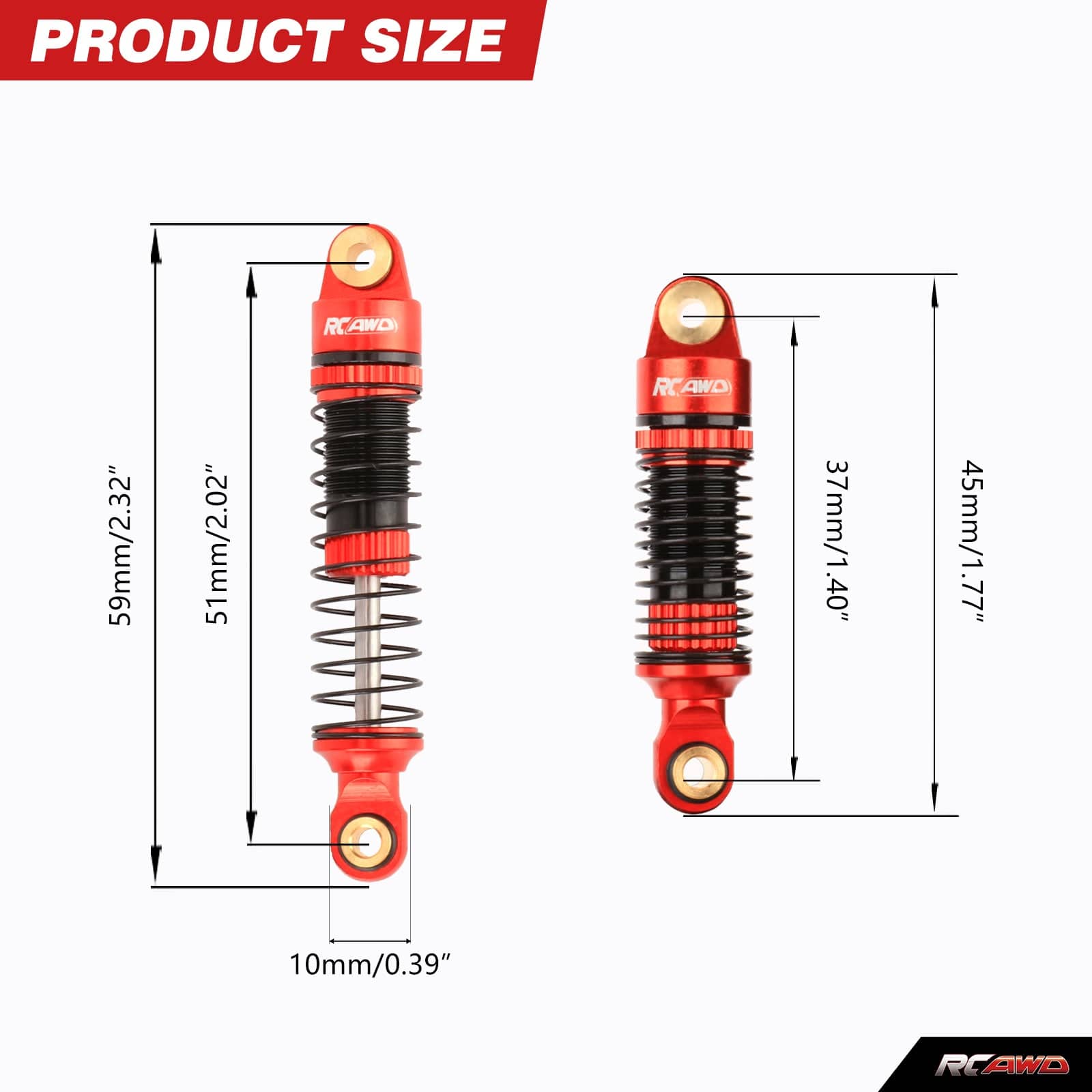 RCAWD Redcat 1/18 Ascent-18 RCAWD Redcat Ascent 18 Oil Filled Front Rear Shocks Absorber Damper Set