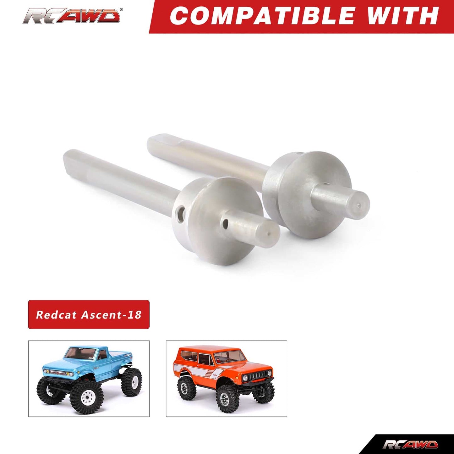 RCAWD Redcat 1/18 Ascent-18 RCAWD Redcat Ascent 18 Stainless Steel Front Rear Portal Axle Shafts