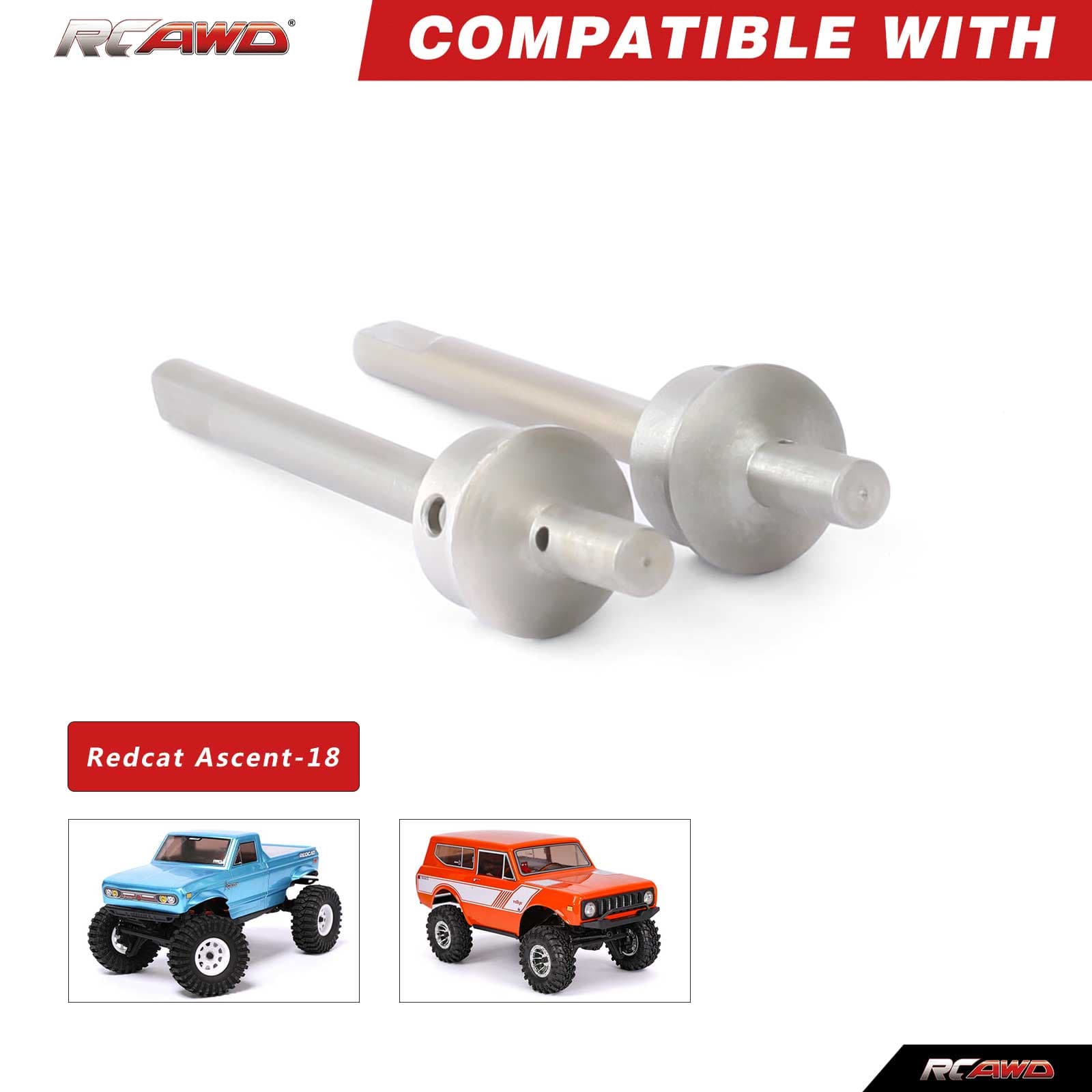 RCAWD Redcat 1/18 Ascent-18 RCAWD Redcat Ascent 18 Stainless Steel Front Rear Portal Axle Shafts