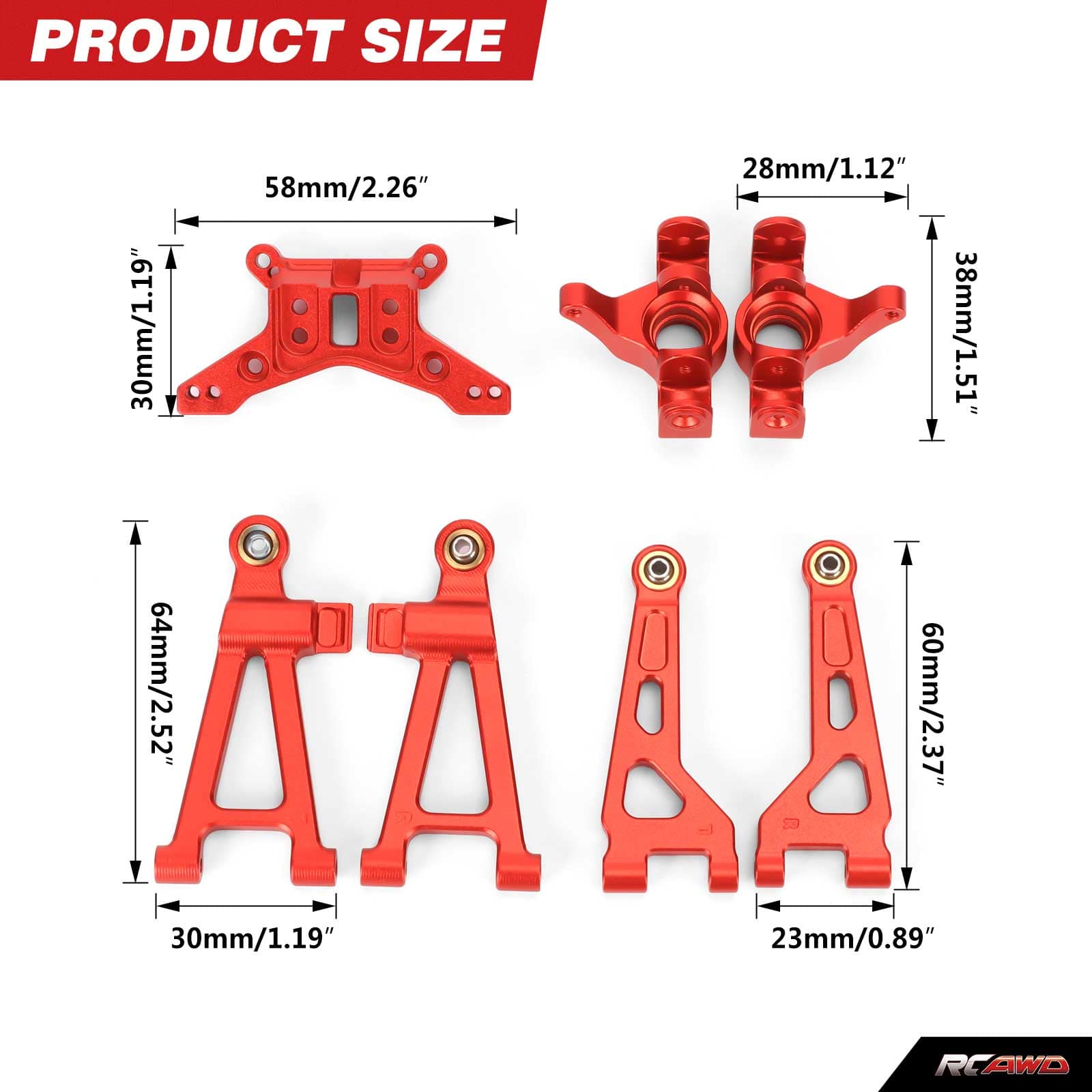RCAWD REDCAT Volcano RCAWD Redcat HAIBOXING HPI 1/16 Front Steering Knuckles Suspension Arms Set
