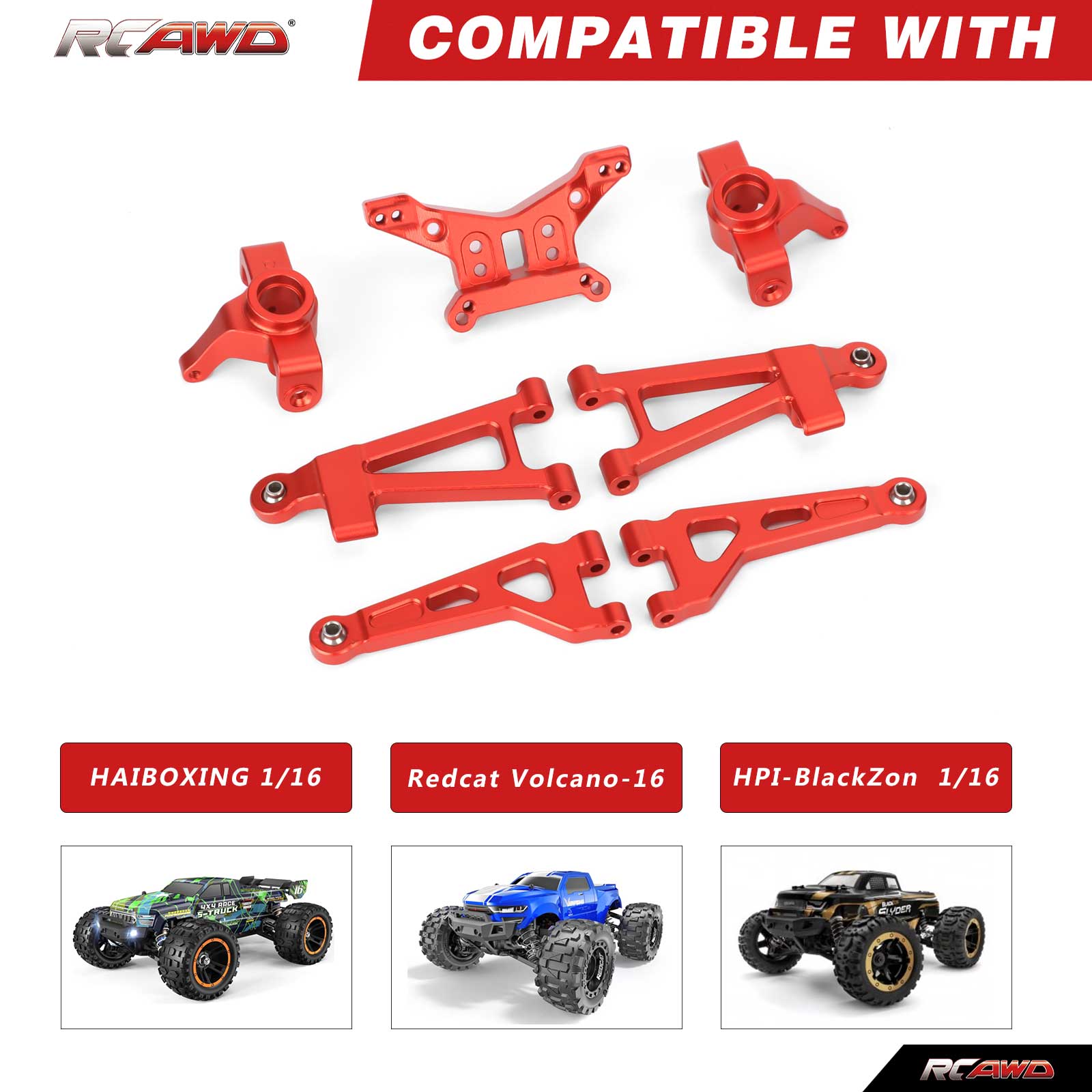 RCAWD REDCAT Volcano RCAWD Redcat HAIBOXING HPI 1/16 Front Steering Knuckles Suspension Arms Set