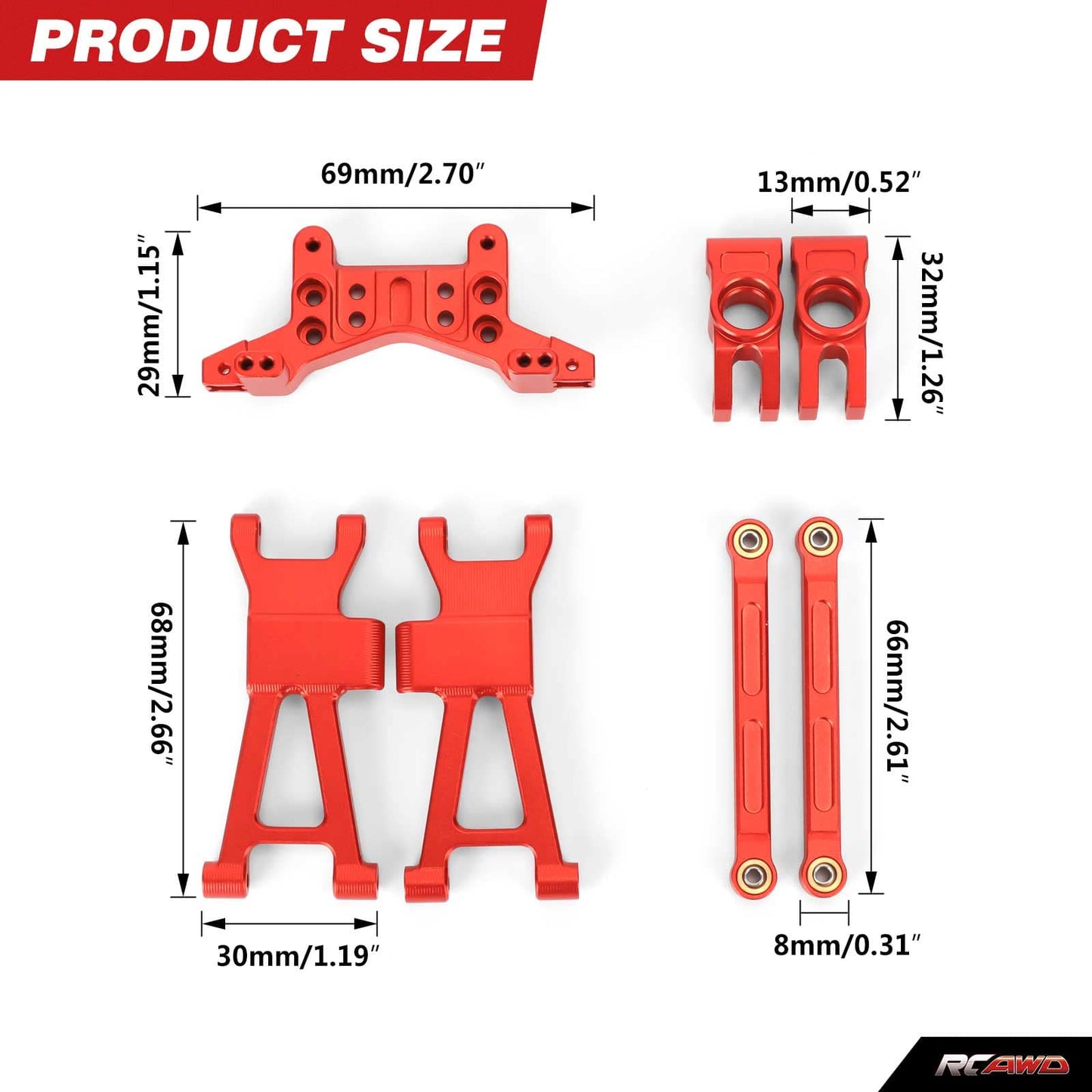RCAWD REDCAT Volcano RCAWD Redcat HAIBOXING HPI 1/16 Rear Suspension Arms C-hub Set