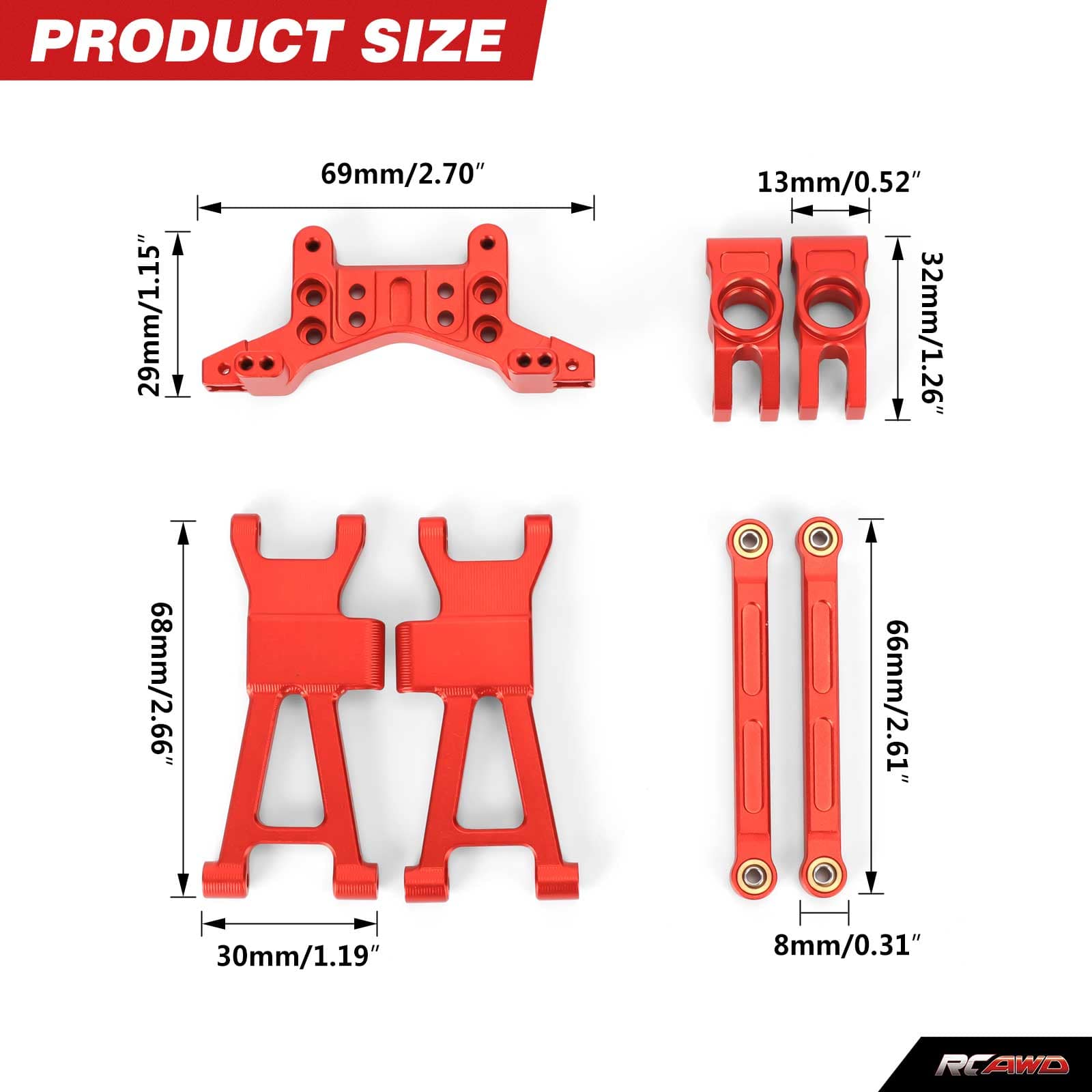 RCAWD REDCAT Volcano RCAWD Redcat HAIBOXING HPI 1/16 Rear Suspension Arms C-hub Set