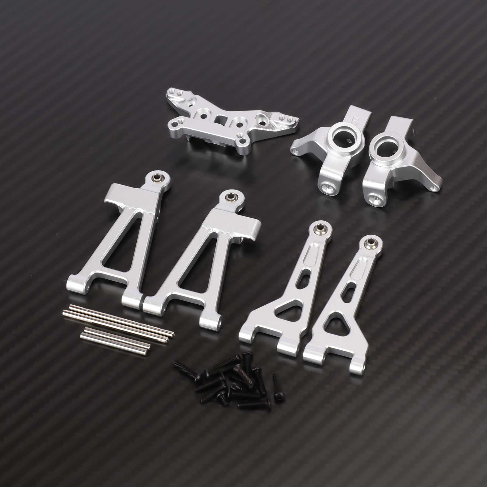 RCAWD REDCAT Volcano Silver RCAWD Redcat HAIBOXING HPI 1/16 Front Steering Knuckles Suspension Arms Set