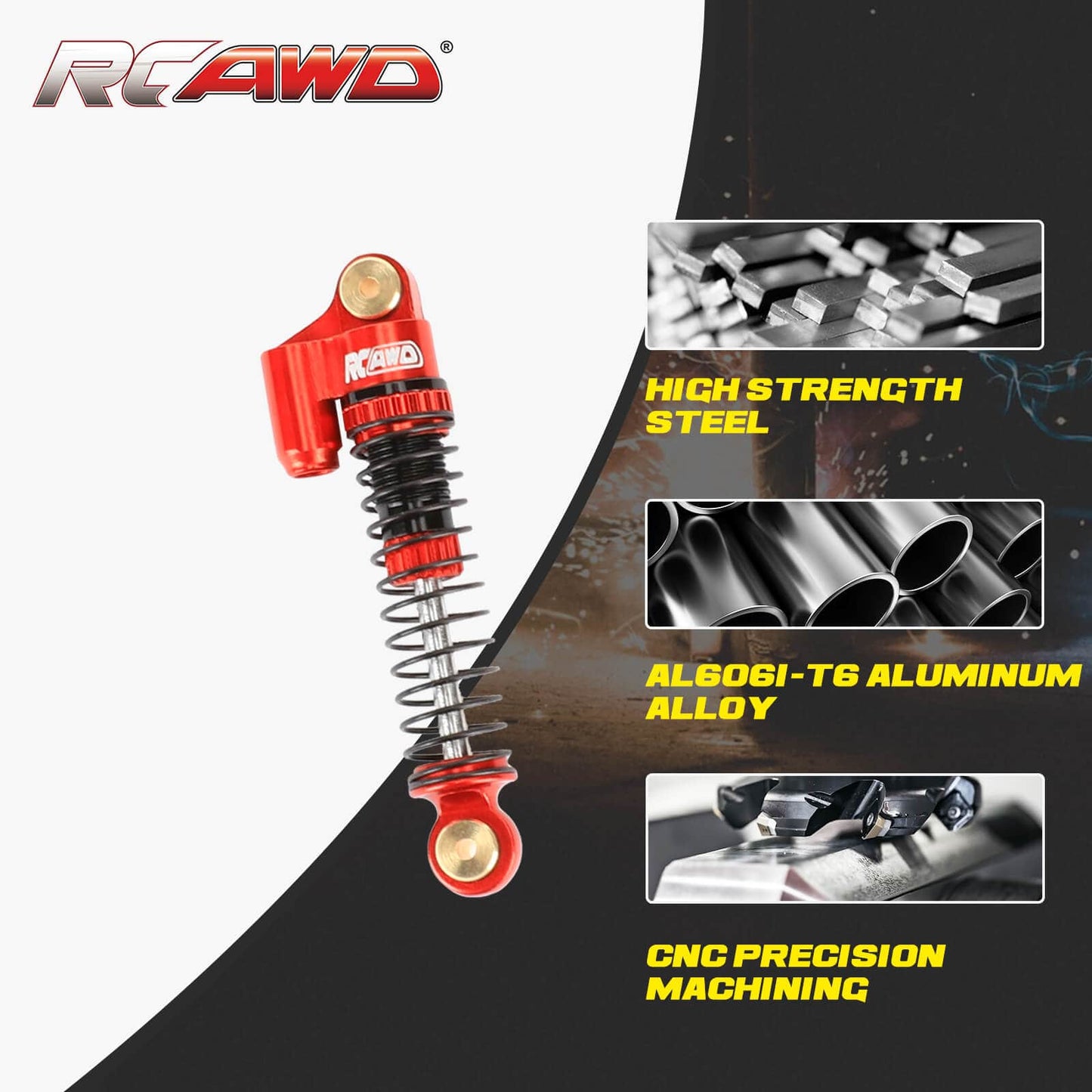 RCAWD SCX24 47mm Oil Filled Shocks Absorber with Extra Springs AXI2409R - RCAWD