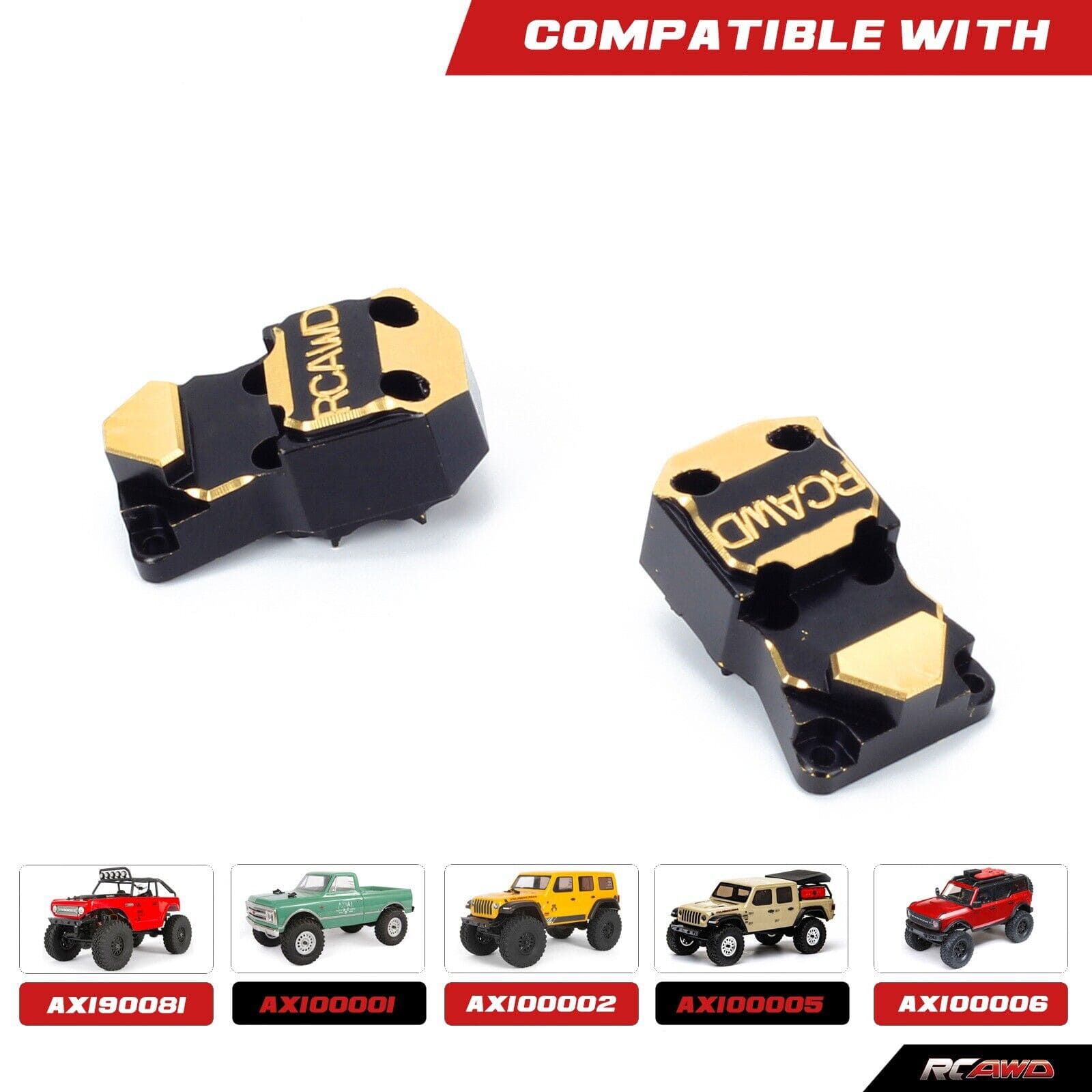 RCAWD SCX24 Brass Axle Housing Diff Cover 12g/pc compatiable with AX24 - RCAWD
