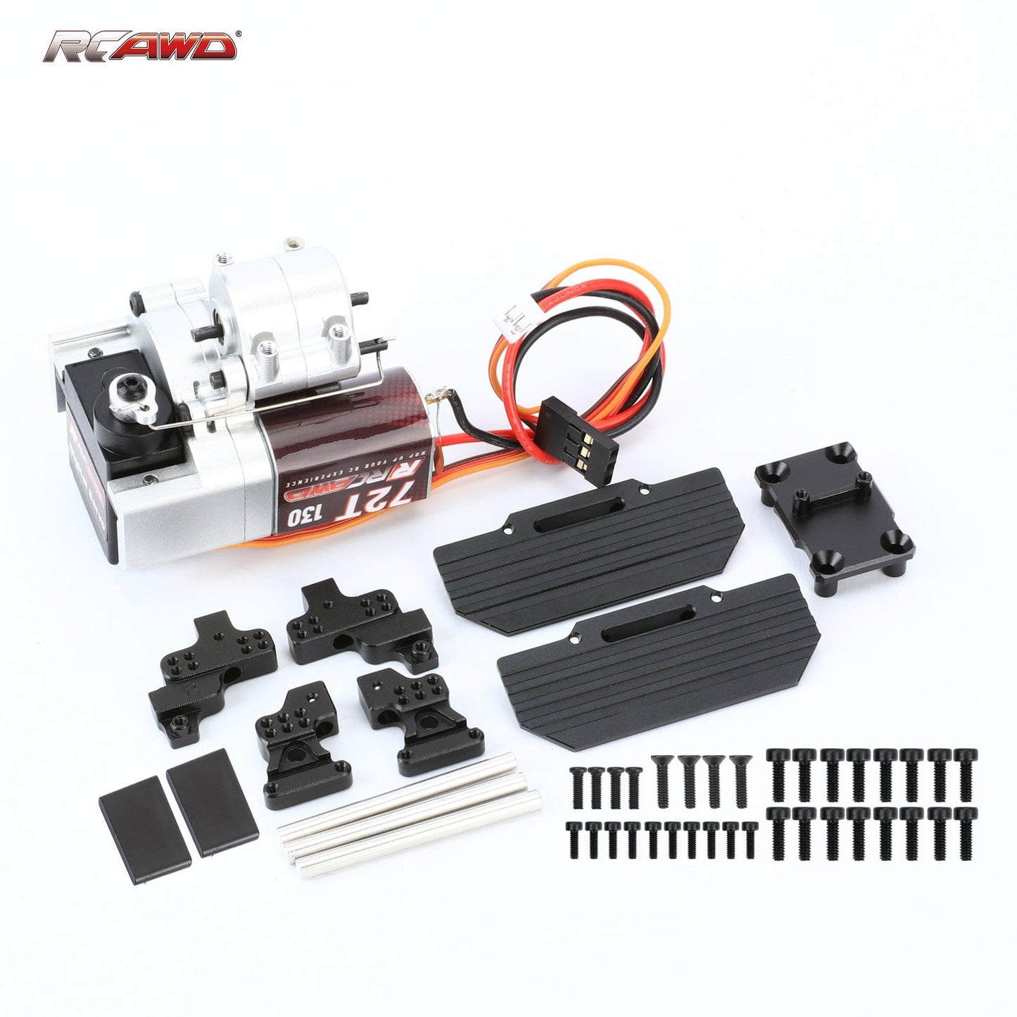 RCAWD SCX24 Motor Upgrades 72T 130 Motor with 2 speed Transmission Gearbox and Mounts Set - RCAWD