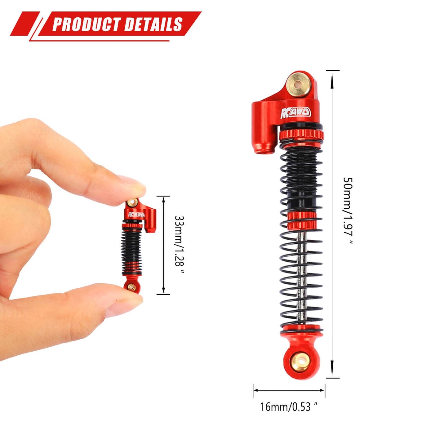 RCAWD SCX24 Upgrades 57mm Oil Filled Type shock absorber 4pcs - RCAWD