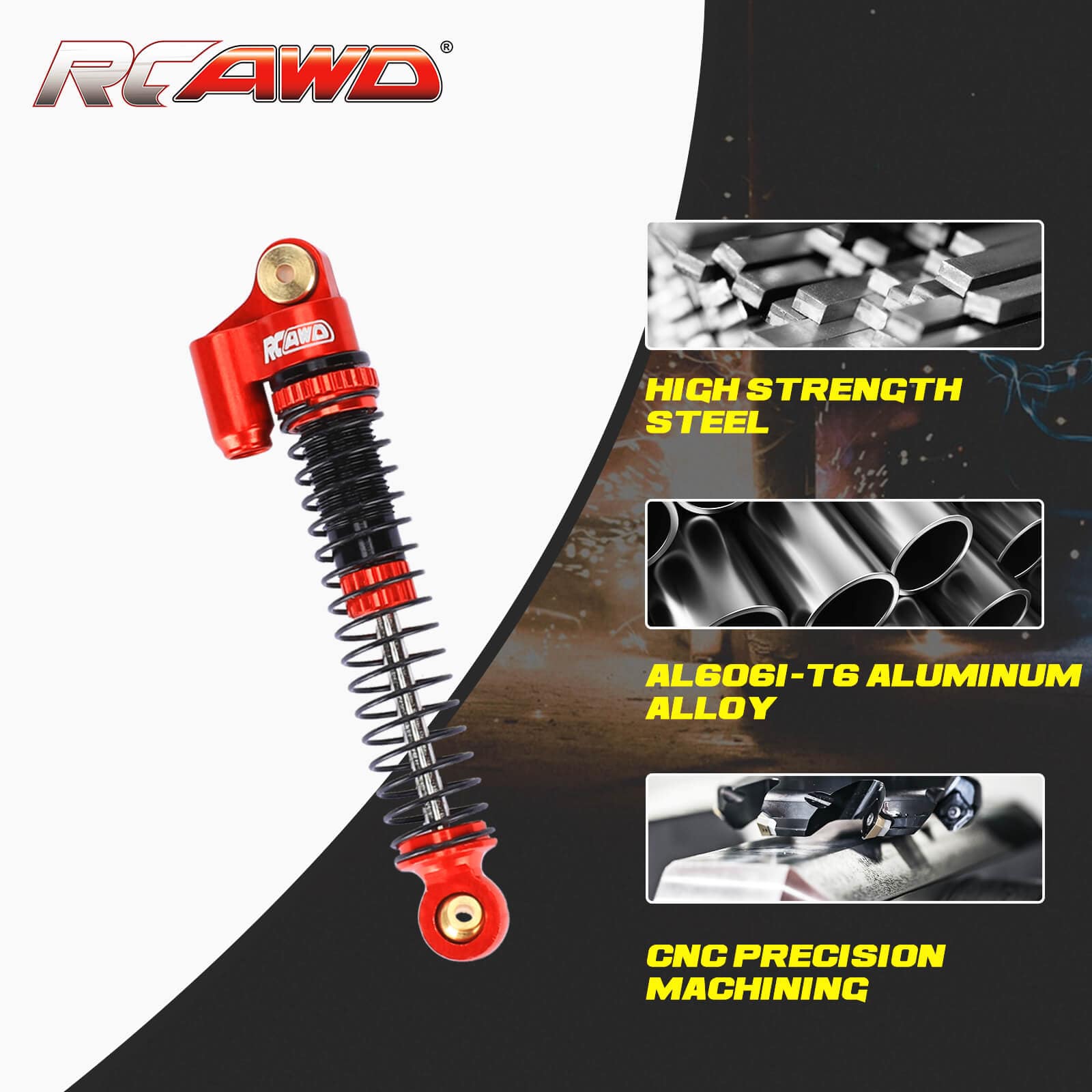 RCAWD SCX24 Upgrades 57mm Oil Filled Type shock absorber 4pcs - RCAWD