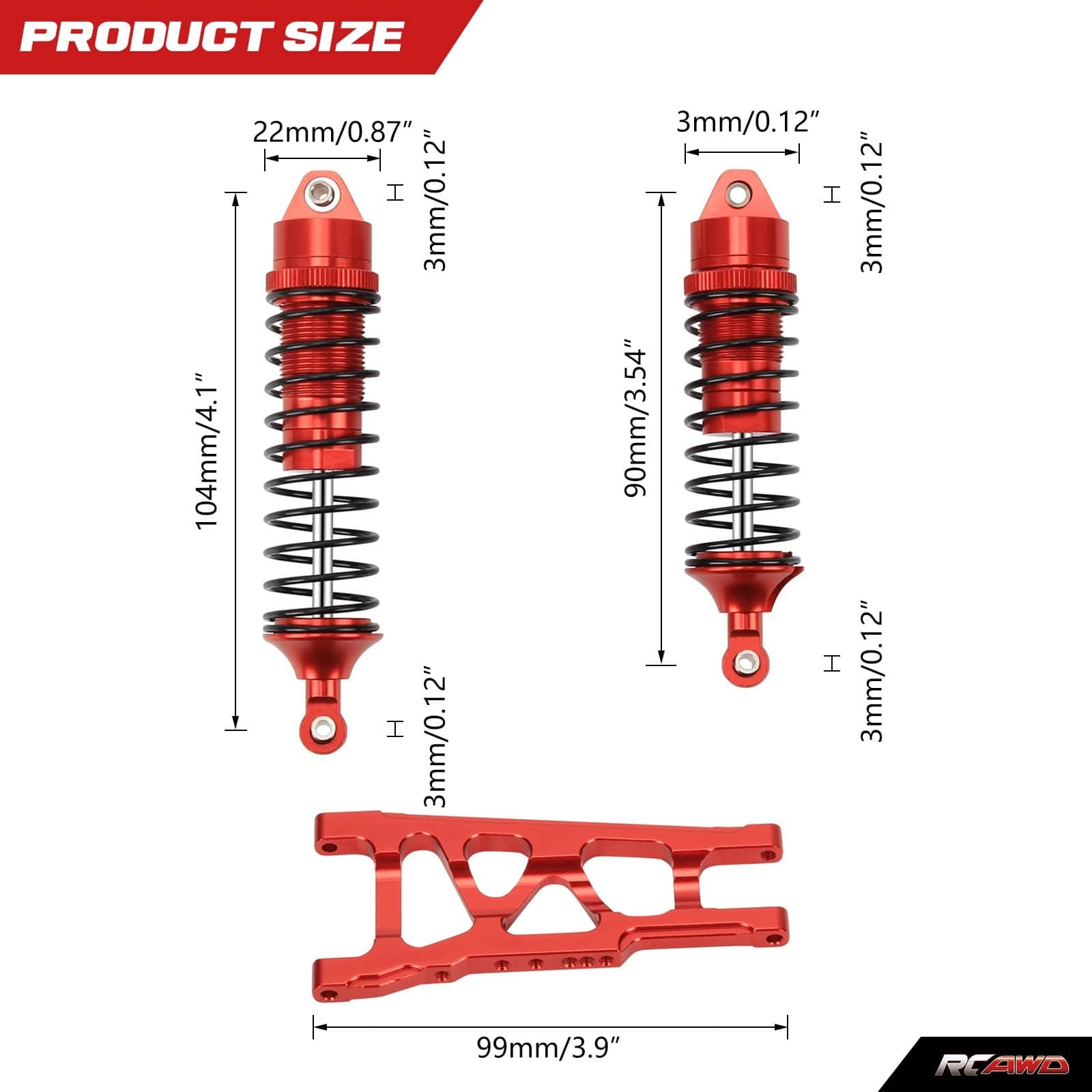 RCAWD Slash 4x4 Aluminum Suspension Set and Full Metal Shock Absorber - RCAWD