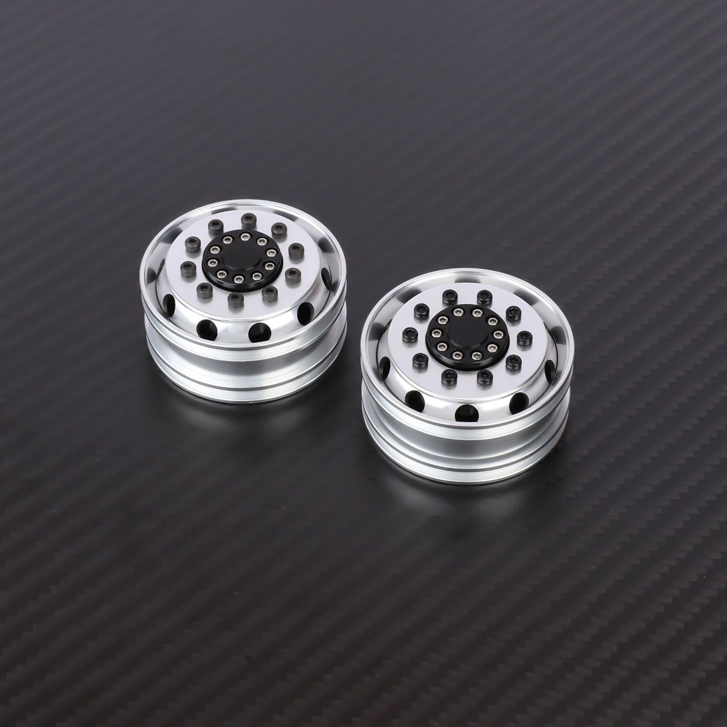 RCAWD Tamiya 1/14 Tractor Truck Series Black RCAWD Tamiya Tractor Truck Bearing Front Beadlock Wheel Rims 2PCS