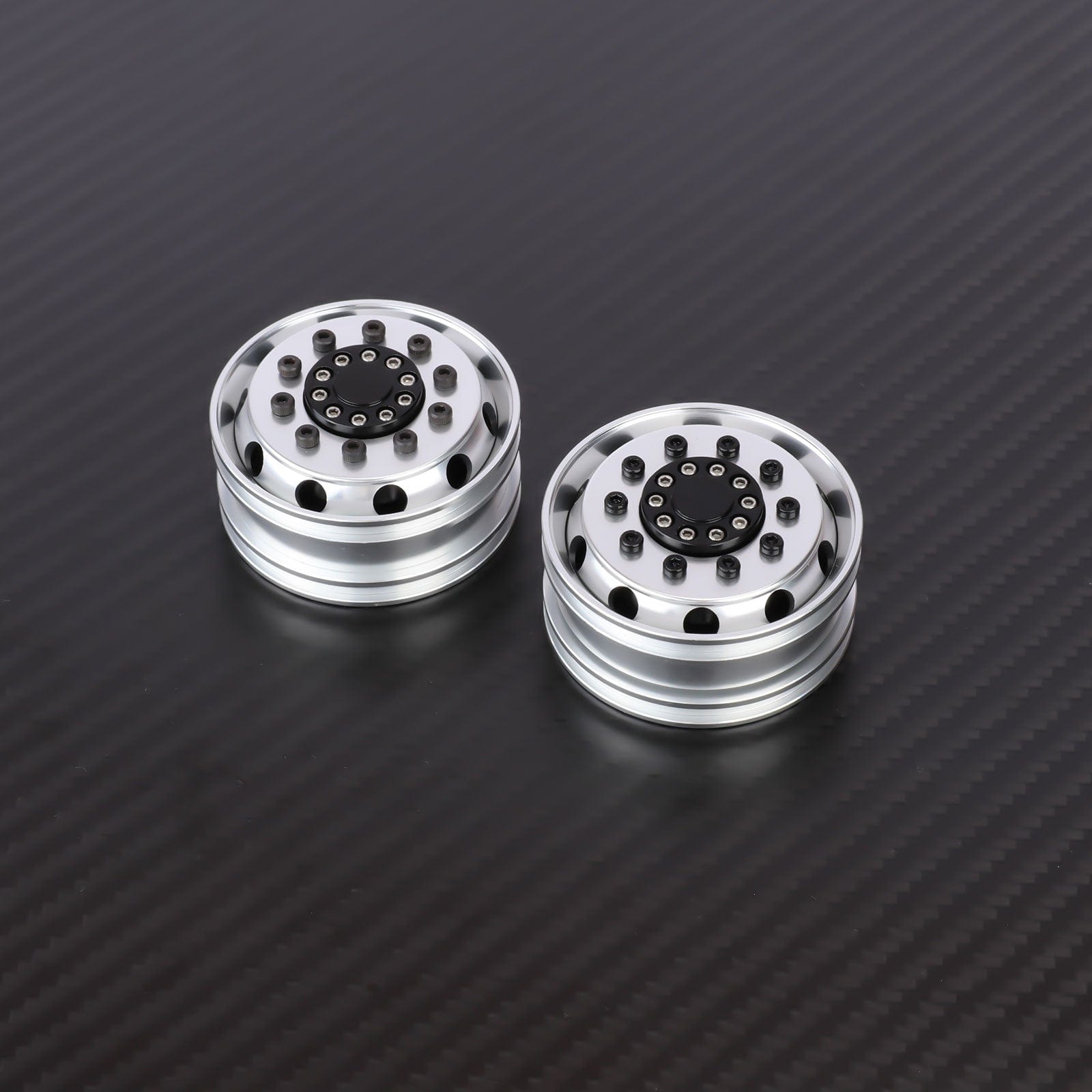 RCAWD Tamiya 1/14 Tractor Truck Series Black RCAWD Tamiya Tractor Truck Bearing Front Beadlock Wheel Rims 2PCS