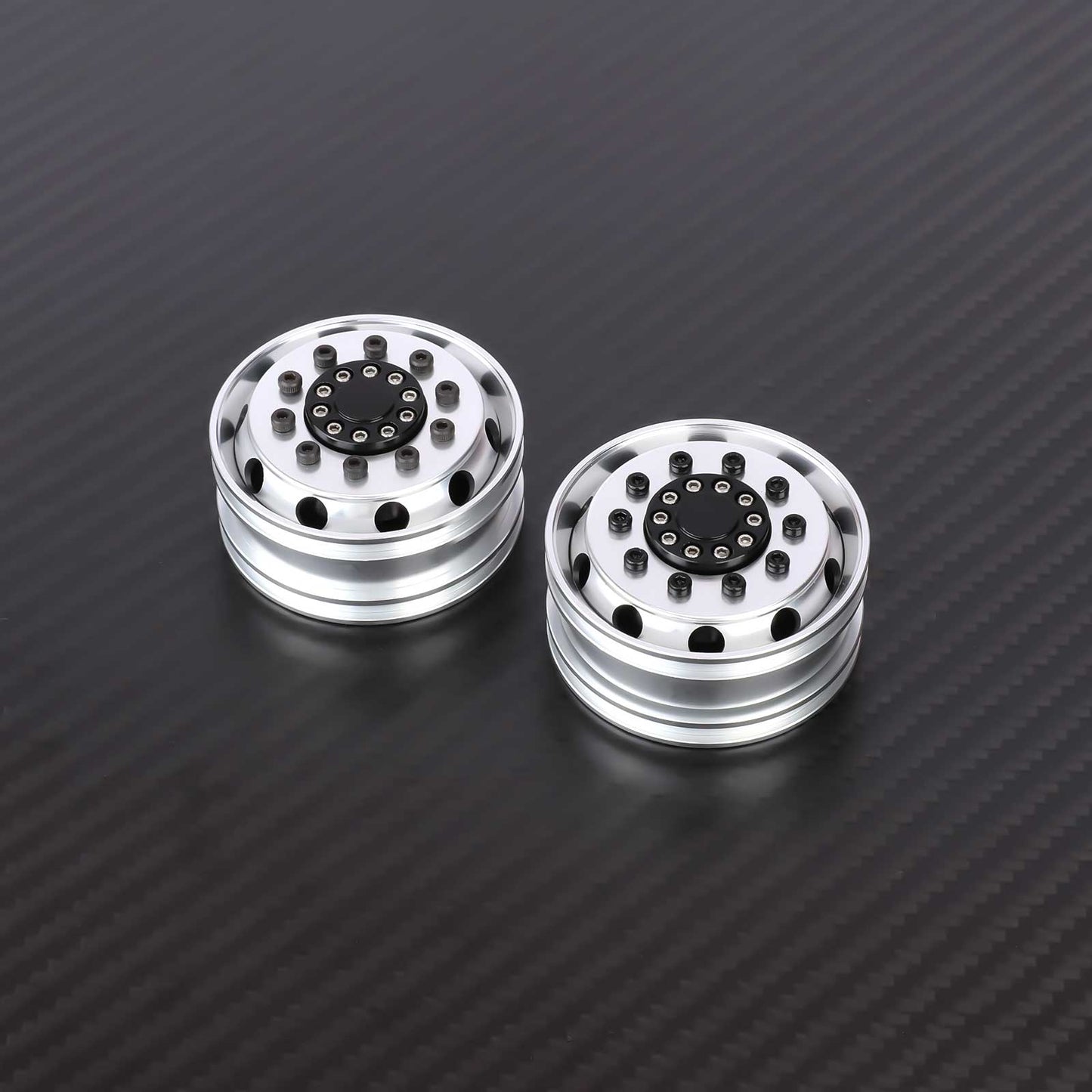 RCAWD Tamiya 1/14 Tractor Truck Series Black RCAWD Tamiya Tractor Truck H12 Hex hub Front Beadlock Wheel Rims 2PCS