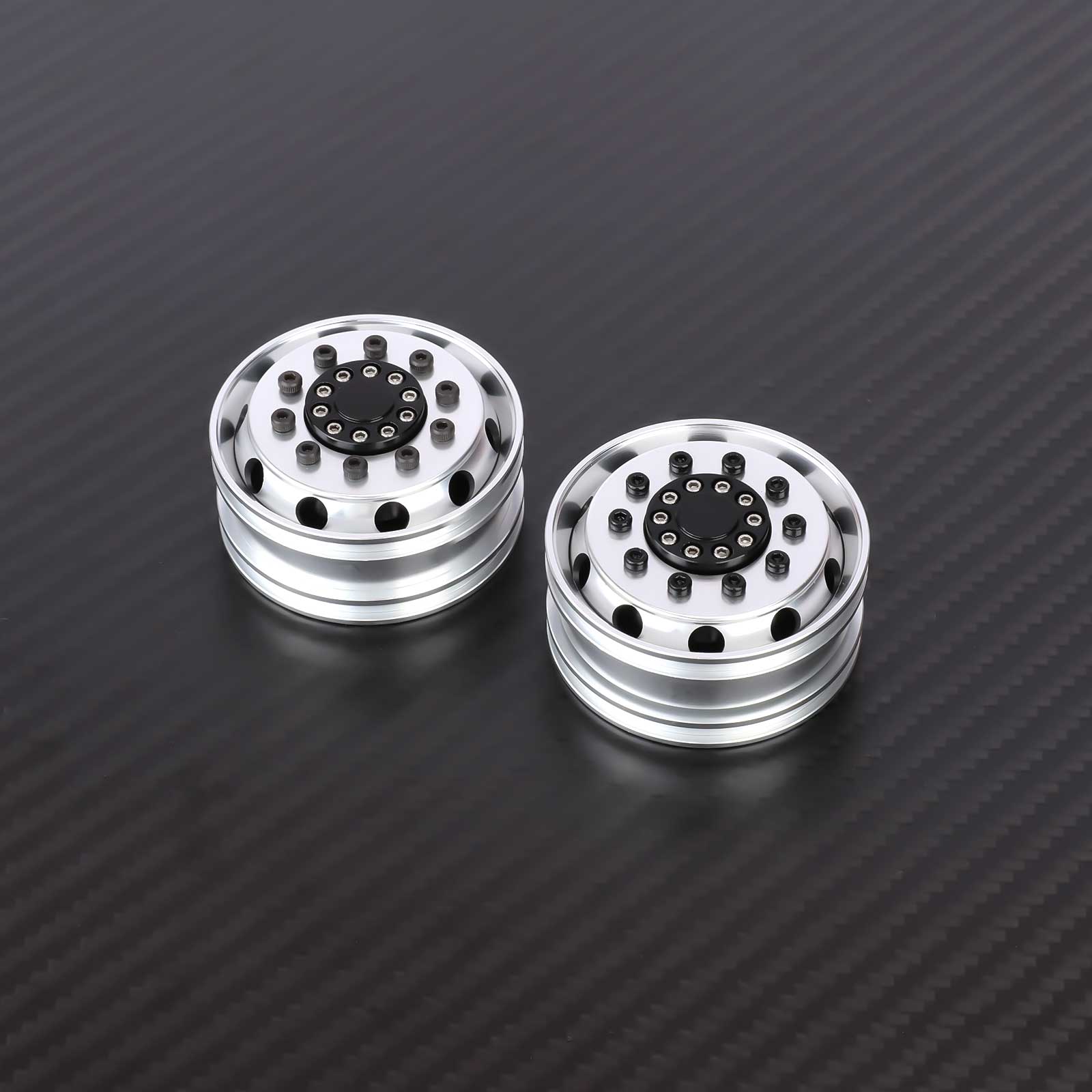 RCAWD Tamiya 1/14 Tractor Truck Series Black RCAWD Tamiya Tractor Truck H12 Hex hub Front Beadlock Wheel Rims 2PCS
