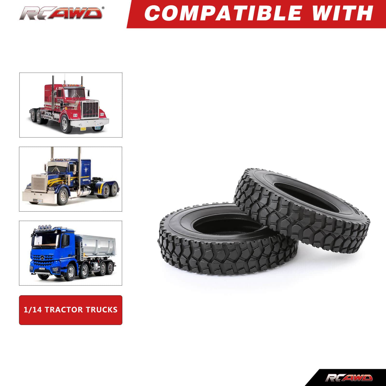 RCAWD 88MM 86MM 84MM Rubber Tires for Tamiya 1 14 Tractor Truck Series
