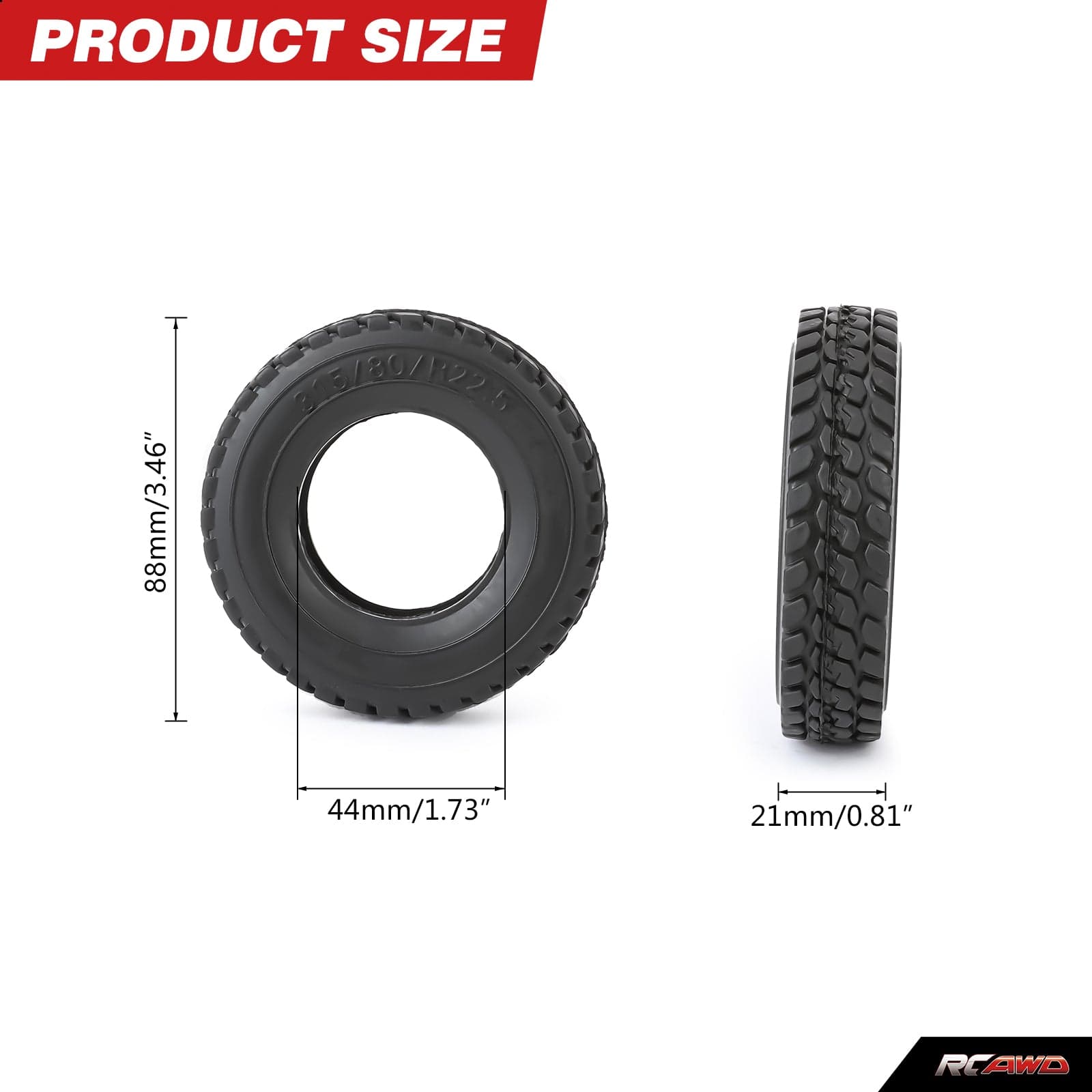 RCAWD Tamiya 1/14 Tractor Truck Series RCAWD 88MM 86MM 84MM Rubber Tires for Tamiya 1/14 Tractor Truck Series Upgrade Parts