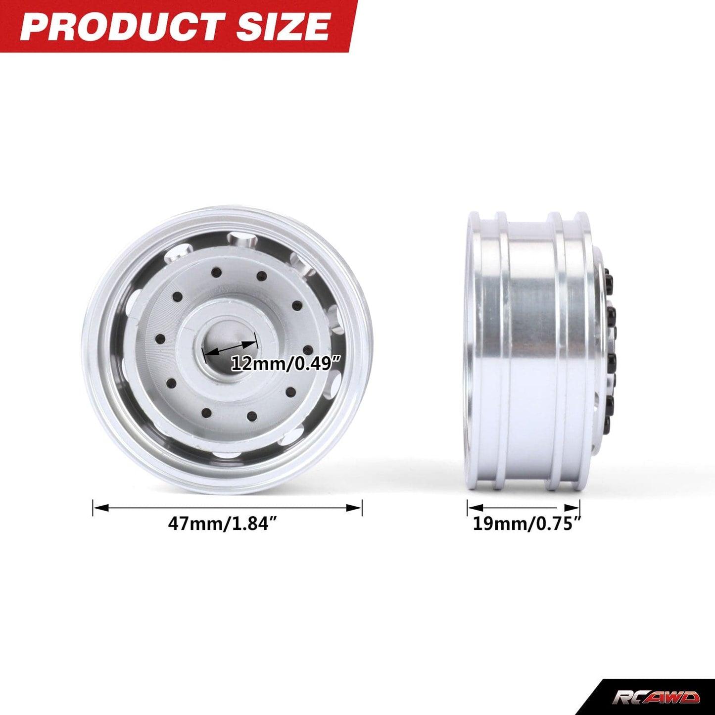 RCAWD Tamiya 1/14 Tractor Truck Series RCAWD Tamiya Tractor Truck Bearing Front Beadlock Wheel Rims 2PCS