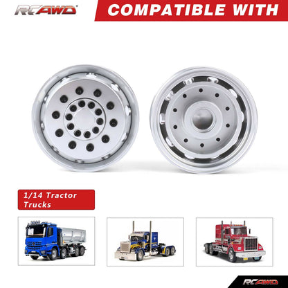 RCAWD Tamiya 1/14 Tractor Truck Series RCAWD Tamiya Tractor Truck Bearing Front Beadlock Wheel Rims 2PCS