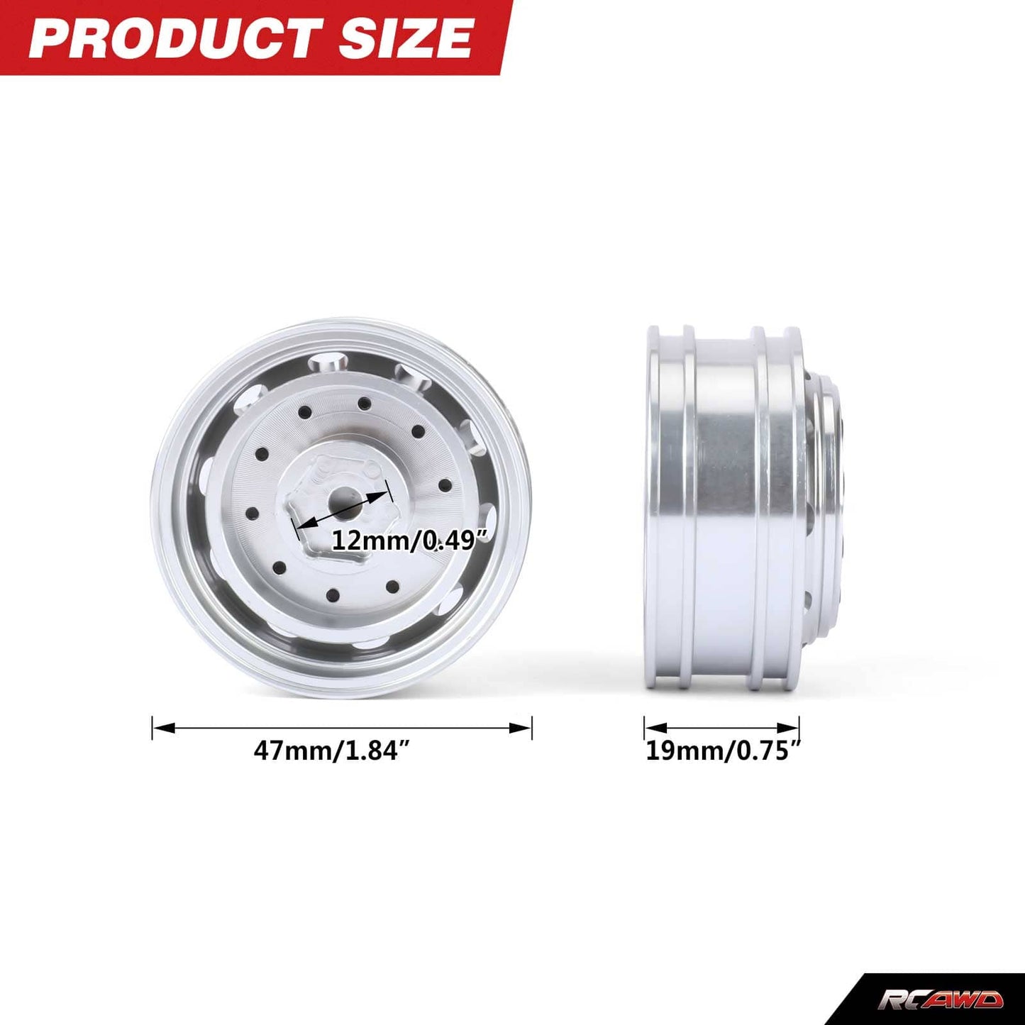 RCAWD Tamiya 1/14 Tractor Truck Series RCAWD Tamiya Tractor Truck Front Beadlock Wheel Rims 2PCS
