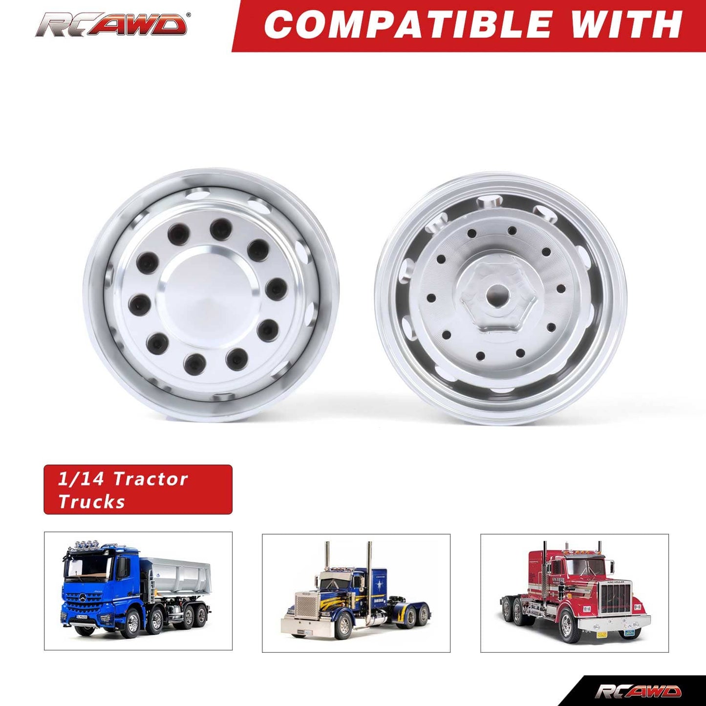 RCAWD Tamiya 1/14 Tractor Truck Series RCAWD Tamiya Tractor Truck Front Beadlock Wheel Rims 2PCS