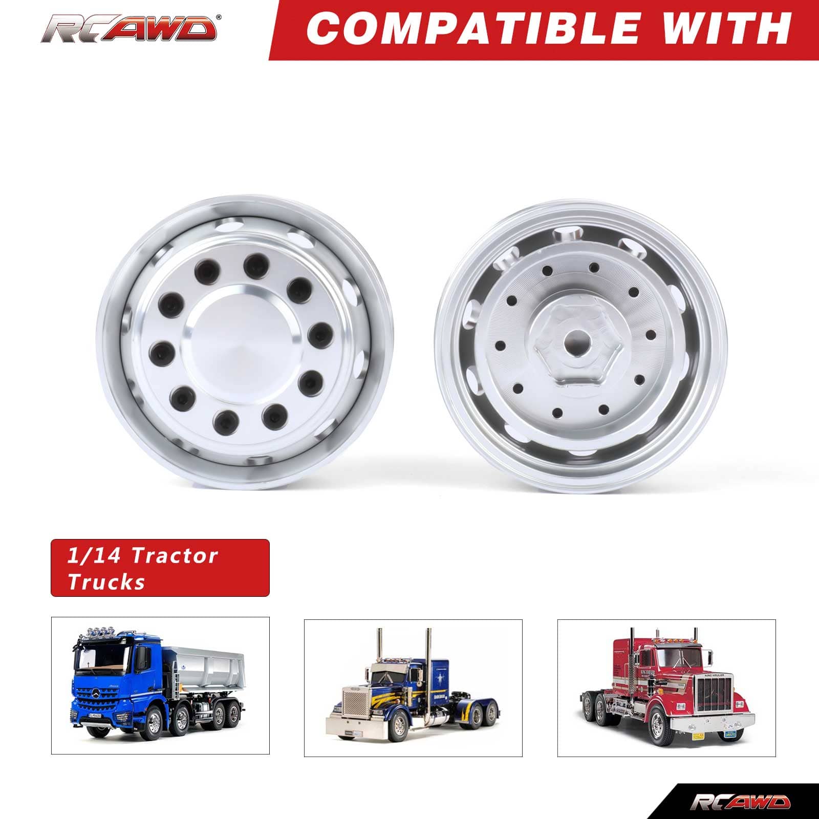 RCAWD Tamiya 1/14 Tractor Truck Series RCAWD Tamiya Tractor Truck Front Beadlock Wheel Rims 2PCS