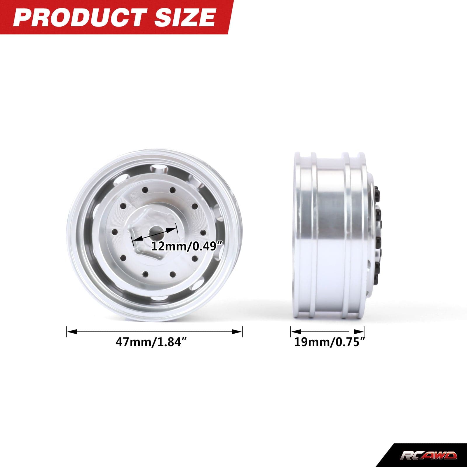RCAWD Tamiya 1/14 Tractor Truck Series RCAWD Tamiya Tractor Truck H12 Hex hub Front Beadlock Wheel Rims 2PCS