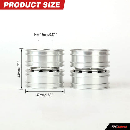 RCAWD Tamiya 1/14 Tractor Truck Series Silver-Black RCAWD 62g/pc Alum Alloy Rear Wheel Hubs Rims for Tamiya 1/14 Tractor Truck Series Upgrade Parts