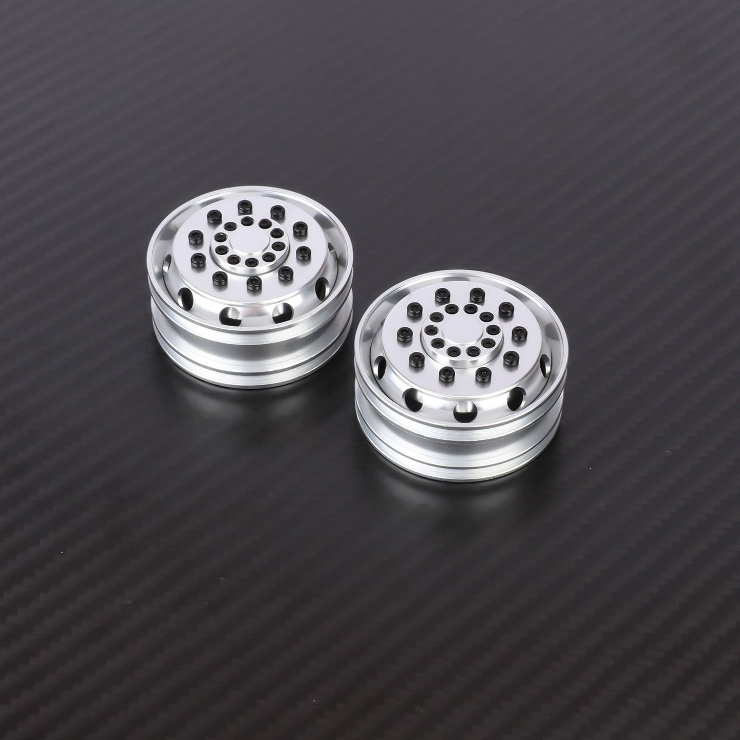 RCAWD Tamiya 1/14 Tractor Truck Series Silver RCAWD Tamiya Tractor Truck Bearing Front Beadlock Wheel Rims 2PCS