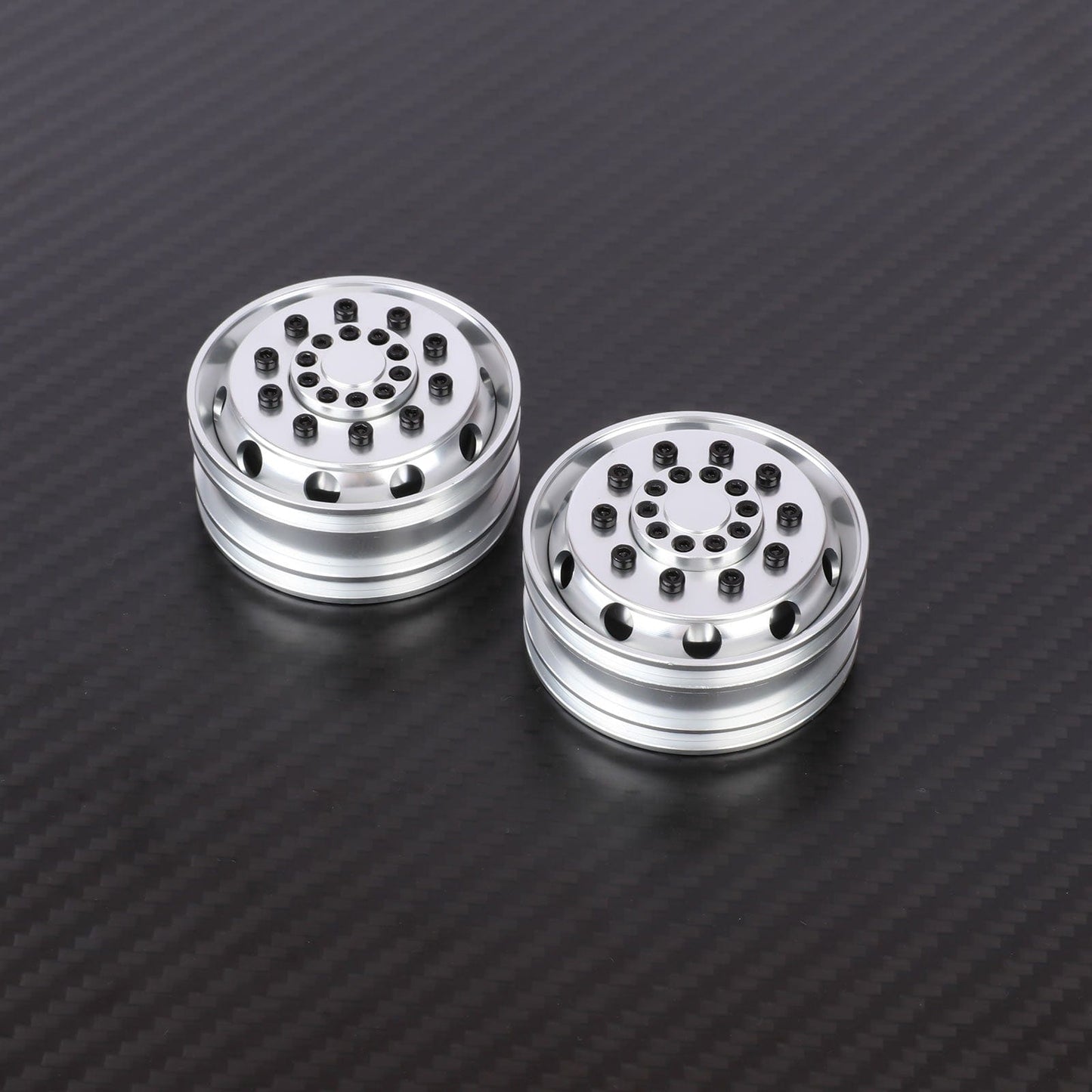 RCAWD Tamiya 1/14 Tractor Truck Series Silver RCAWD Tamiya Tractor Truck H12 Hex hub Front Beadlock Wheel Rims 2PCS