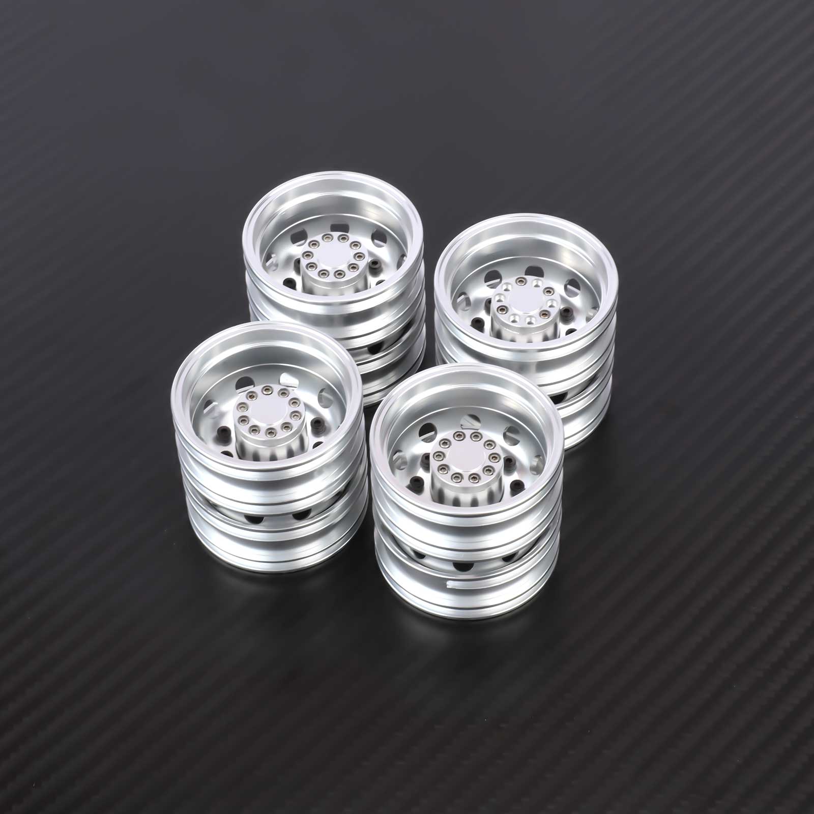 RCAWD Tamiya 1/14 Tractor Truck Series Silver RCAWD Tamiya Tractor Truck Rear Wheel Rims 4PCS