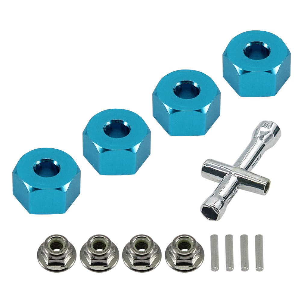 RCAWD TRAXXAS SLASH 4WD Blue RCAWD Aluminum 12mm Hex Hubs Wheel Adapters & Flanged Nuts for 1/10 4WD Traxxas Slash Rustler RC Car