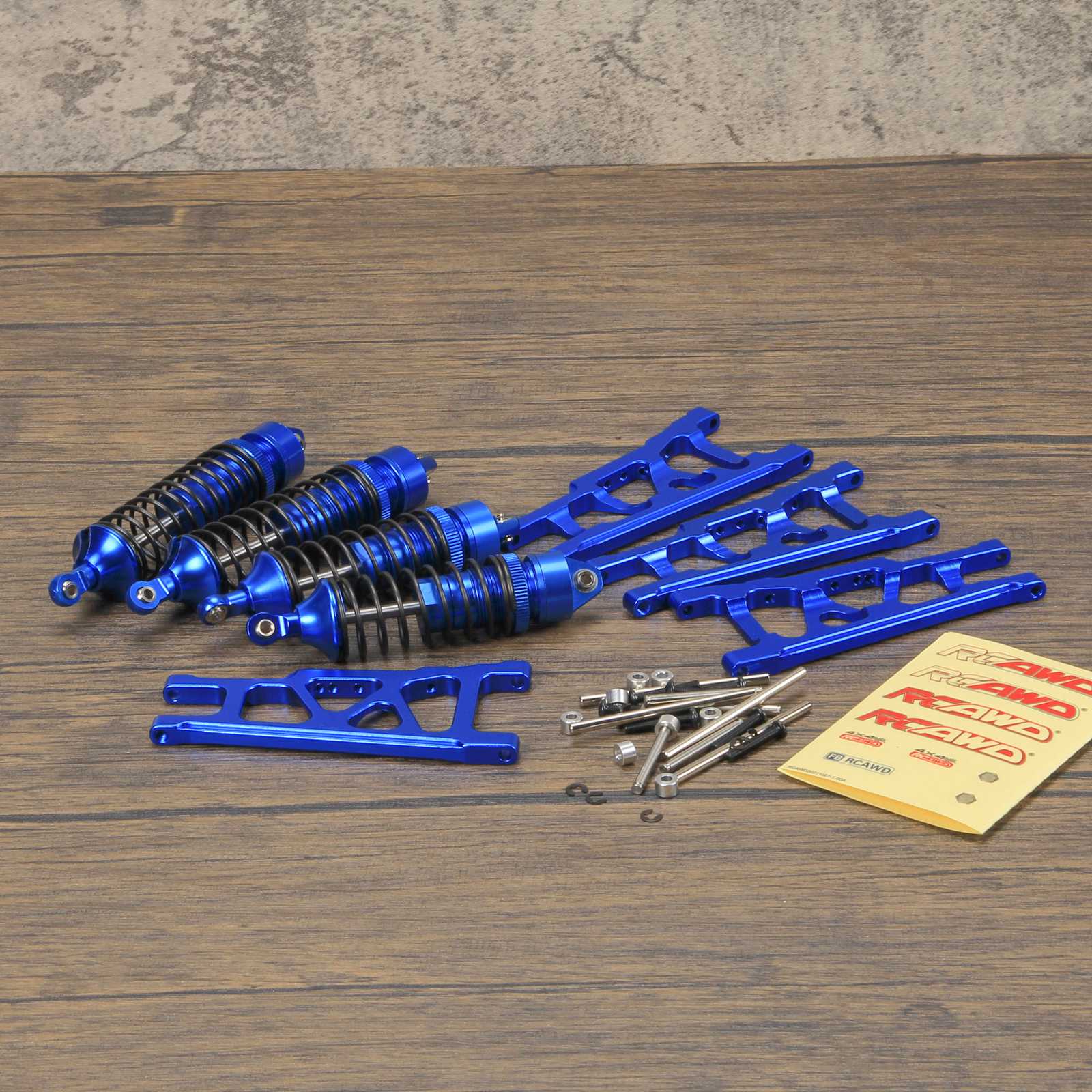 RCAWD TRAXXAS SLASH 4WD Dark blue RCAWD Aluminum Suspension Arms Set and Full Metal Shock Absorber Assembled for 1/10 Traxxas Slash 4x4