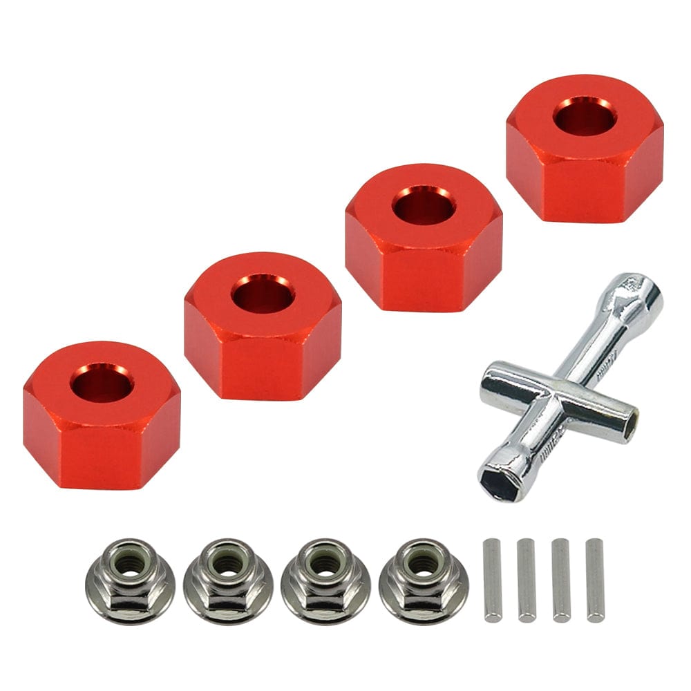 RCAWD TRAXXAS SLASH 4WD Red RCAWD Aluminum 12mm Hex Hubs Wheel Adapters & Flanged Nuts for 1/10 4WD Traxxas Slash Rustler RC Car