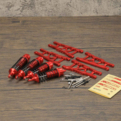 RCAWD TRAXXAS SLASH 4WD Red RCAWD Aluminum Suspension Arms Set and Full Metal Shock Absorber Assembled for 1/10 Traxxas Slash 4x4