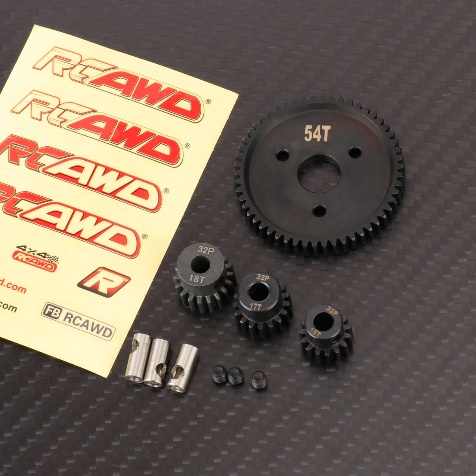 RCAWD TRAXXAS SLASH Full Set RCAWD 54T 0.8M 32P 40CR Steel Reduction Pinion Spur Main Gears Set for Traxxas Jato Slash BIGFOOT 4x4 Upgrade Parts