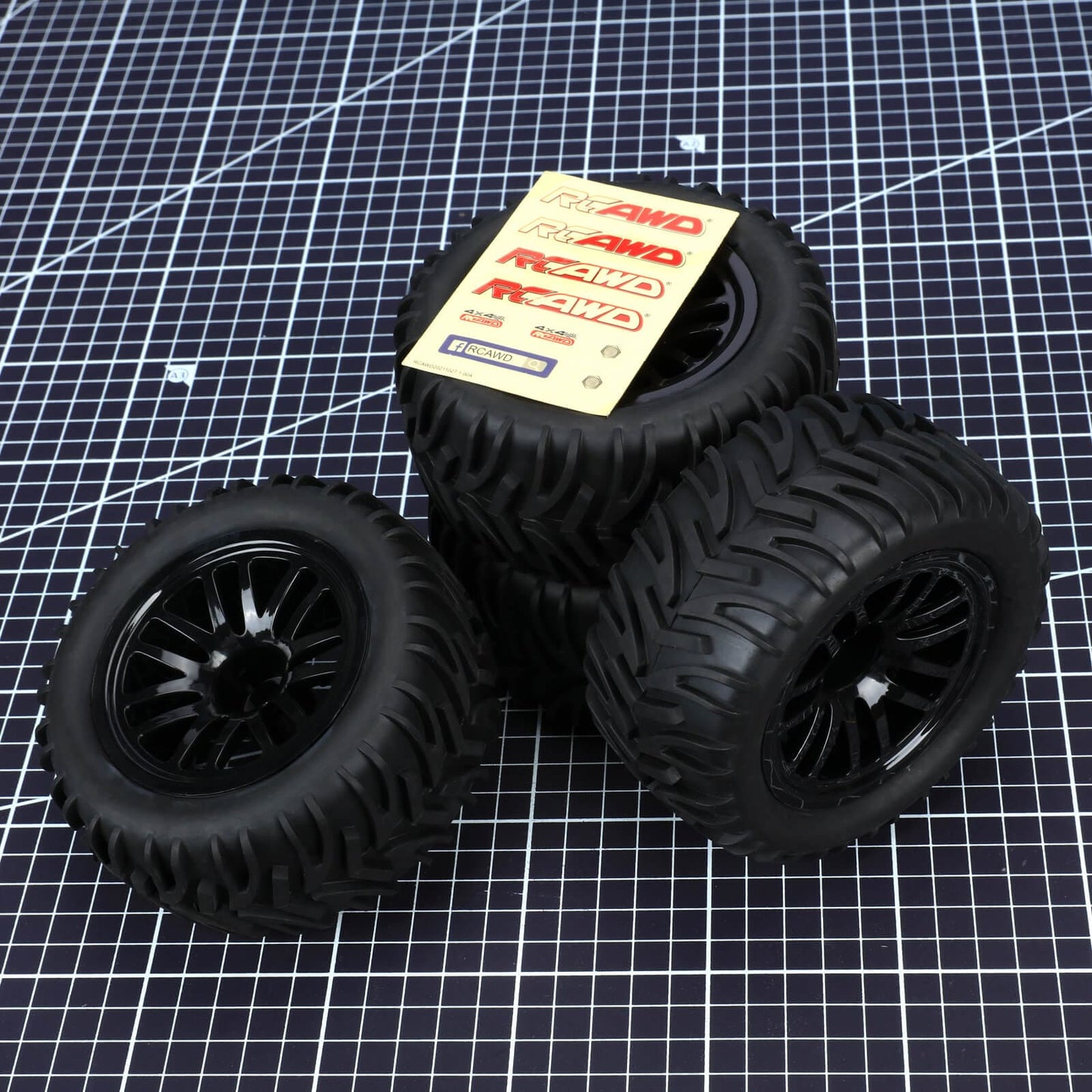 RCAWD TRAXXAS SLASH RCAWD 1/10 Pre-glued RC Wheel Tires for Traxxas Slash 14 spokes