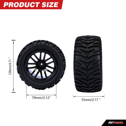 RCAWD TRAXXAS SLASH RCAWD 1/10 Pre-glued RC Wheel Tires for Traxxas Slash 14 spokes