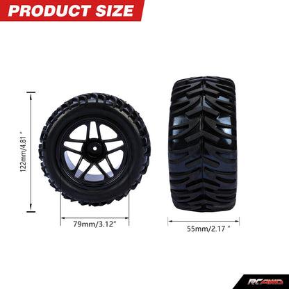 RCAWD TRAXXAS SLASH RCAWD 1/10 Pre-glued RC Wheel Tires for Traxxas Slash 14 spokes